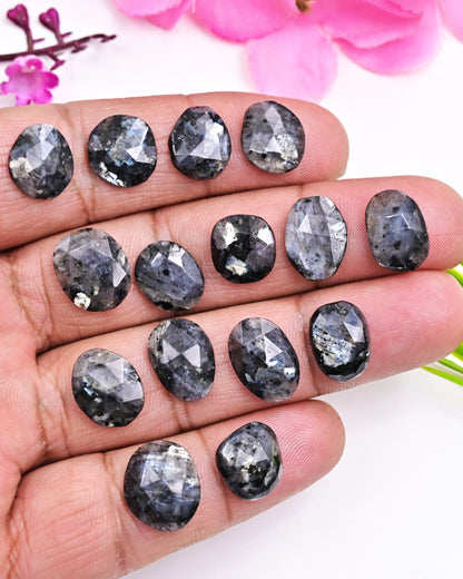 Larvikite Rose Cut Cabochon | 9x13mm - 11x14mm Gemstone Wholesale Parcel | 15-Piece Set for Jewelry Making