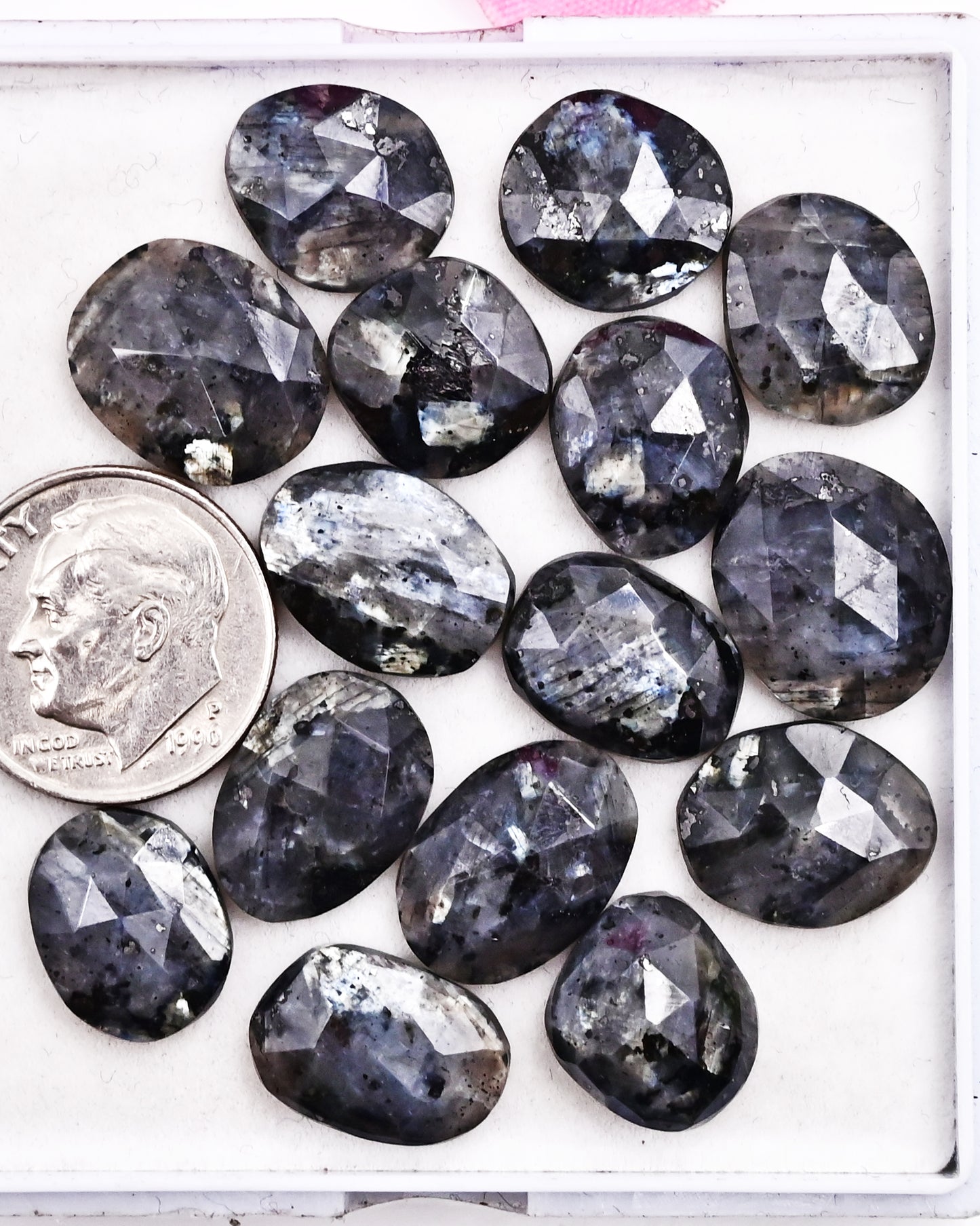 Larvikite Rose Cut Cabochon | 9x13mm - 11x14mm Gemstone Wholesale Parcel | 15-Piece Set for Jewelry Making