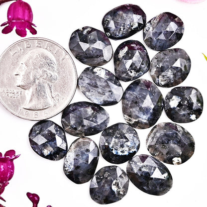 Larvikite Rose Cut Cabochon | 9x13mm - 11x14mm Gemstone Wholesale Parcel | 15-Piece Set for Jewelry Making