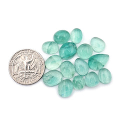 Natural Russian Green Fluorite Smooth Cabochon | Freeform Gemstones for Jewelry Making - 15 Pieces