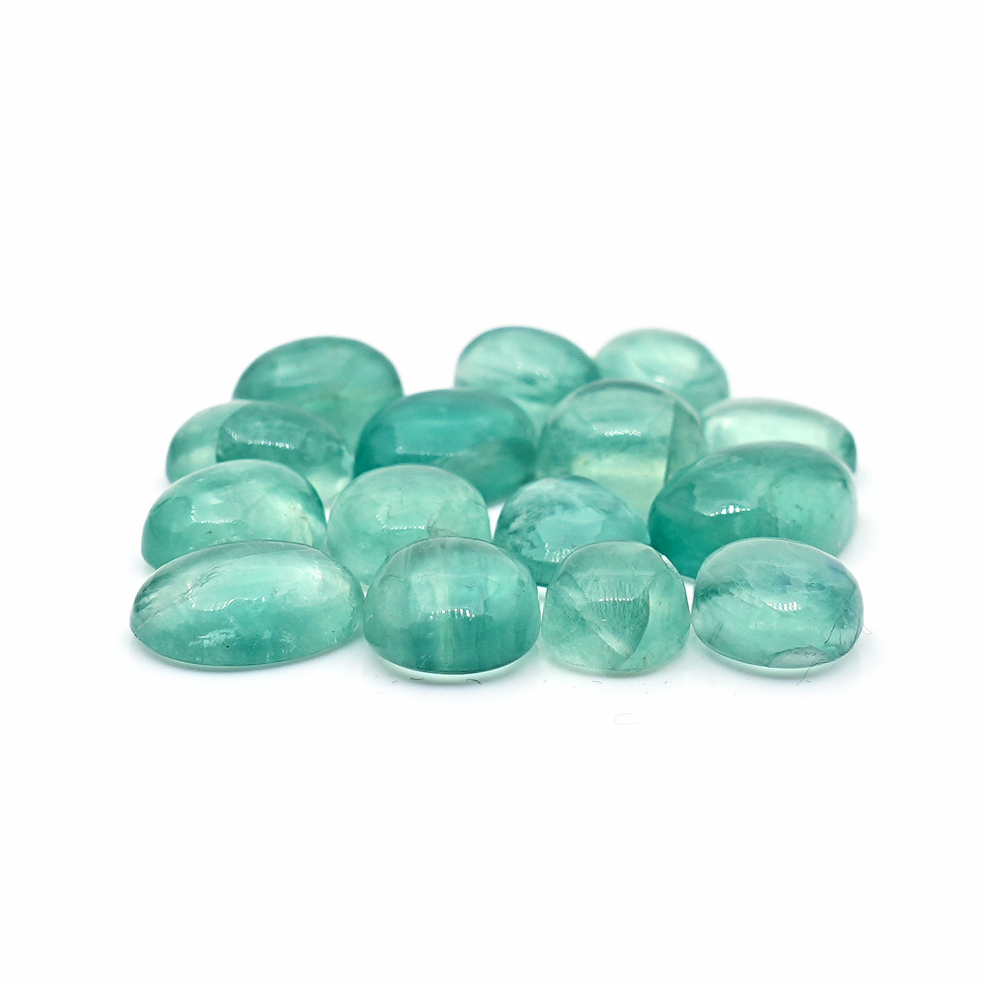 Natural Russian Green Fluorite Smooth Cabochon | Freeform Gemstones for Jewelry Making - 15 Pieces