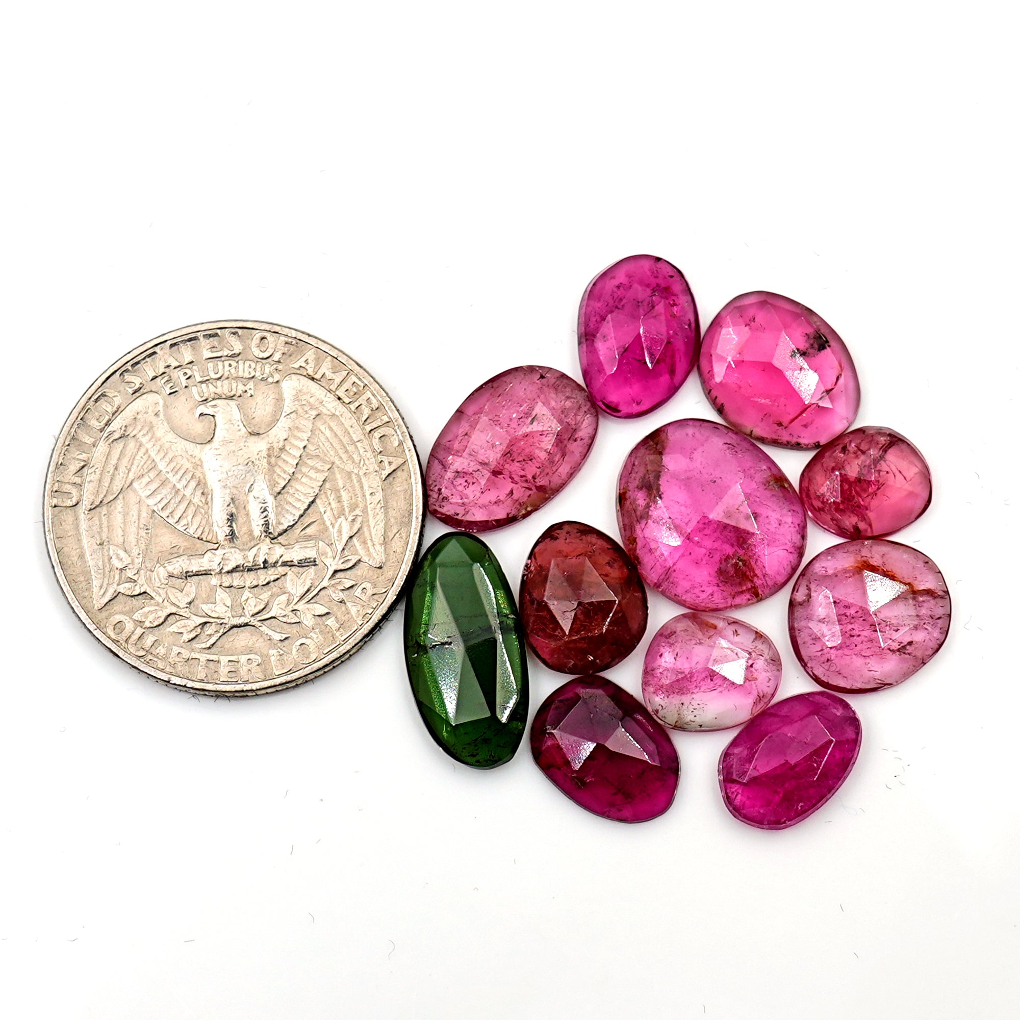 Watermelon Tourmaline Rose Cut Gemstones | Freeform Cabs for Jewelry - 10 Pieces