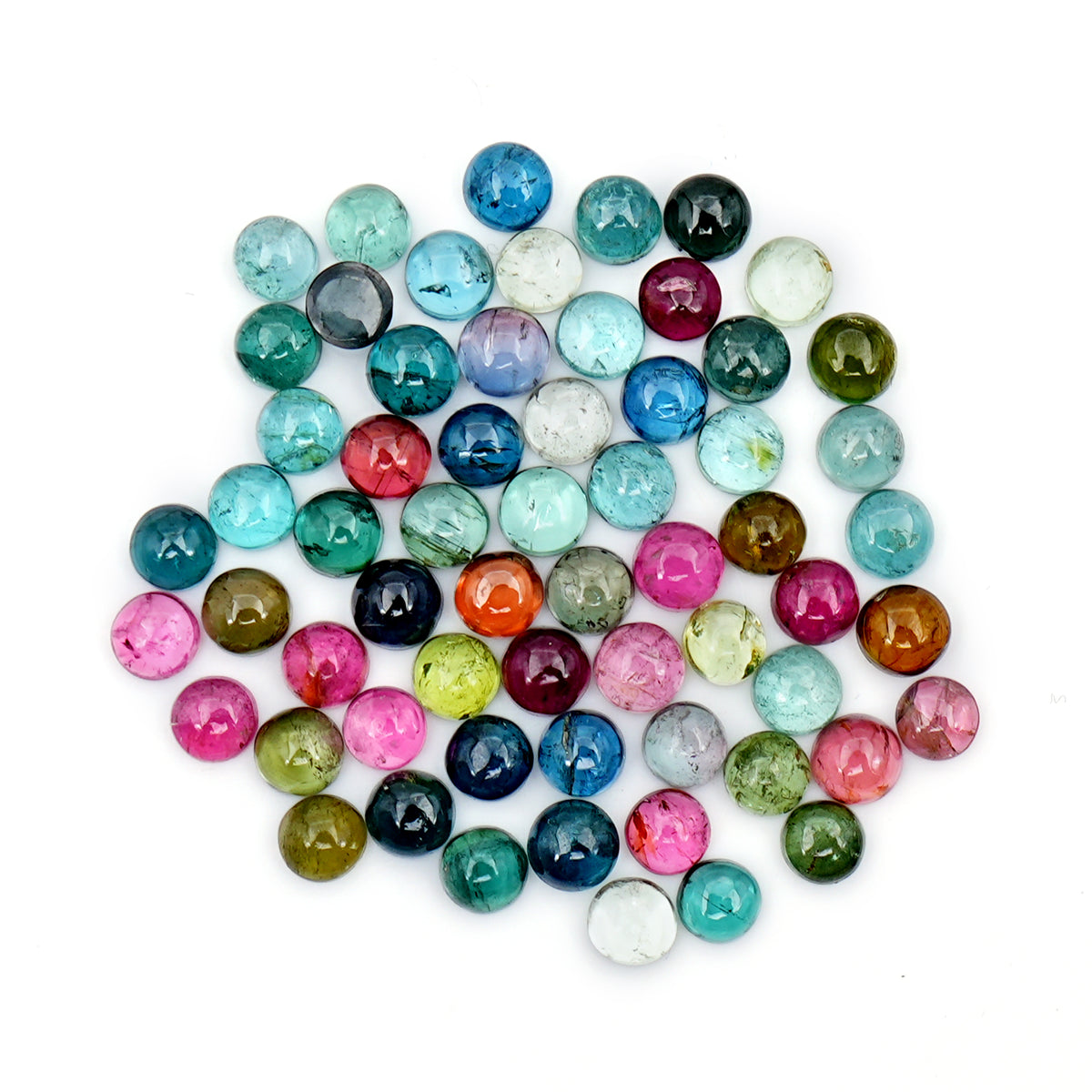 Round Shape Tourmaline Gemstones | Natural Tourmaline Smooth Cabs for Jewelry - 62 pieces