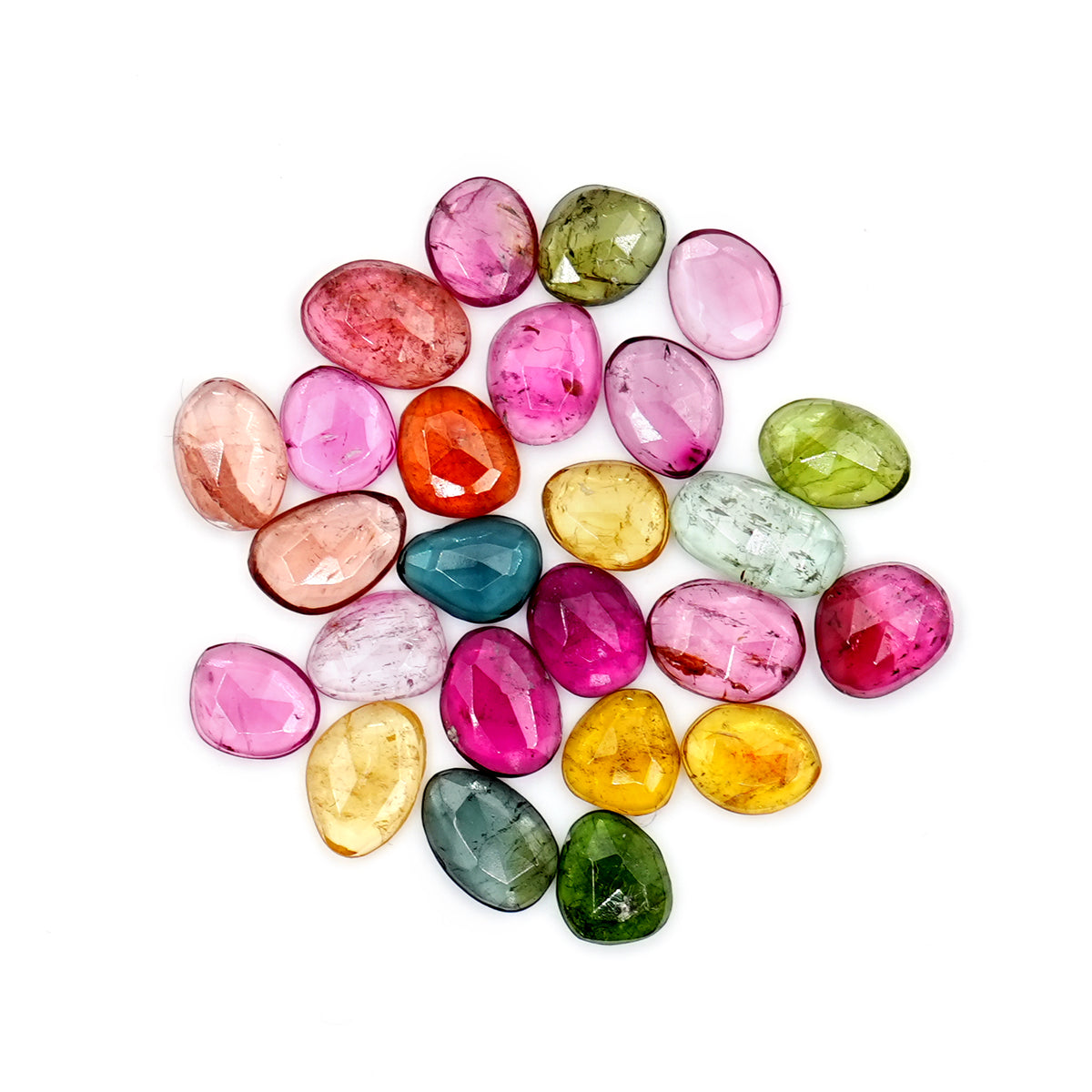 Natural Tourmaline Rose Cut Cabochons | Freeform Cuts For Freeform Jewelry - 25 Pieces