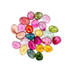 Natural Tourmaline Rose Cut Cabochons | Freeform Cuts For Freeform Jewelry - 25 Pieces