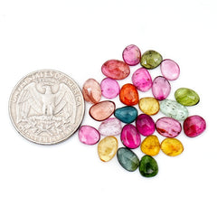 Natural Tourmaline Rose Cut Cabochons | Freeform Cuts For Freeform Jewelry - 25 Pieces