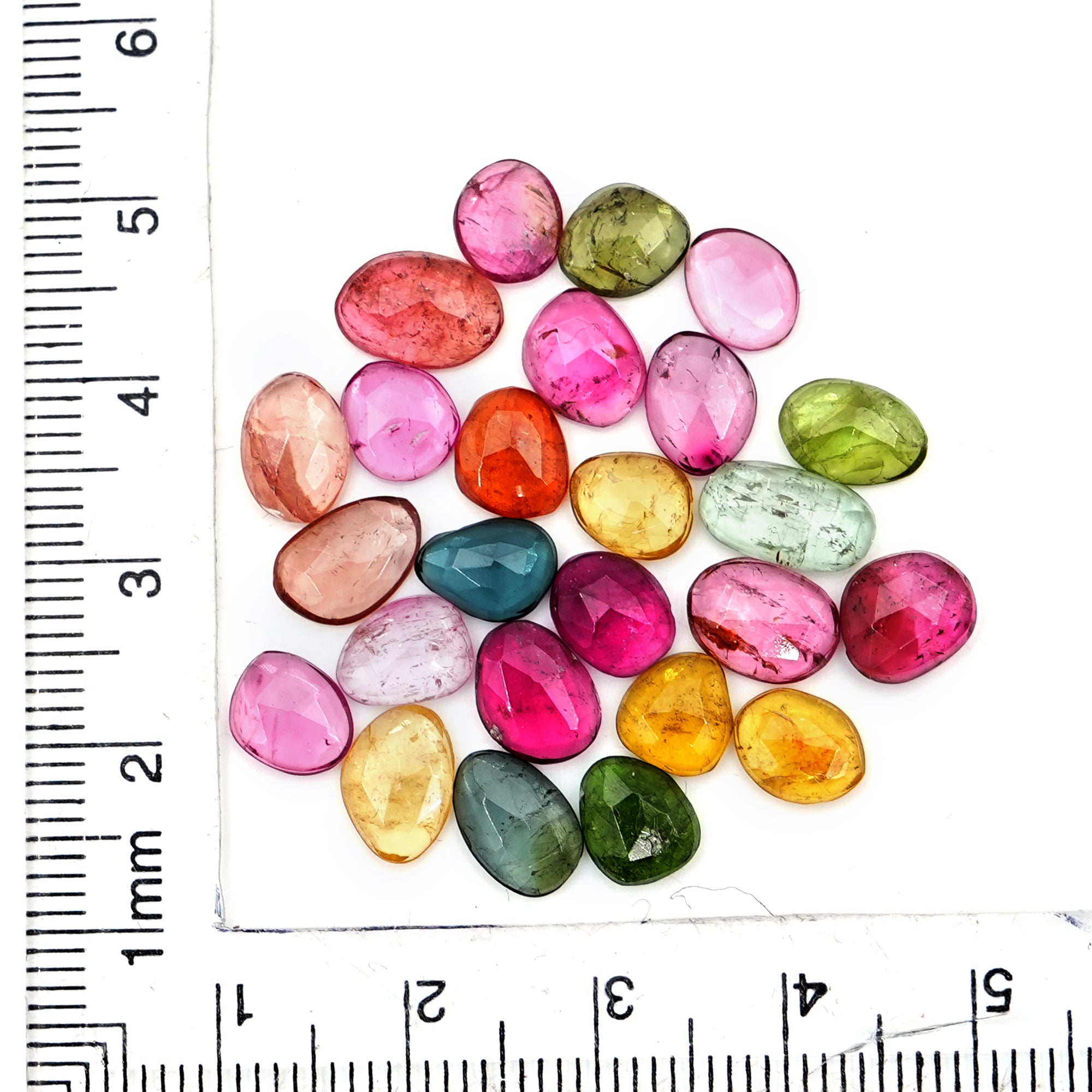 Natural Tourmaline Rose Cut Cabochons | Freeform Cuts For Freeform Jewelry - 25 Pieces