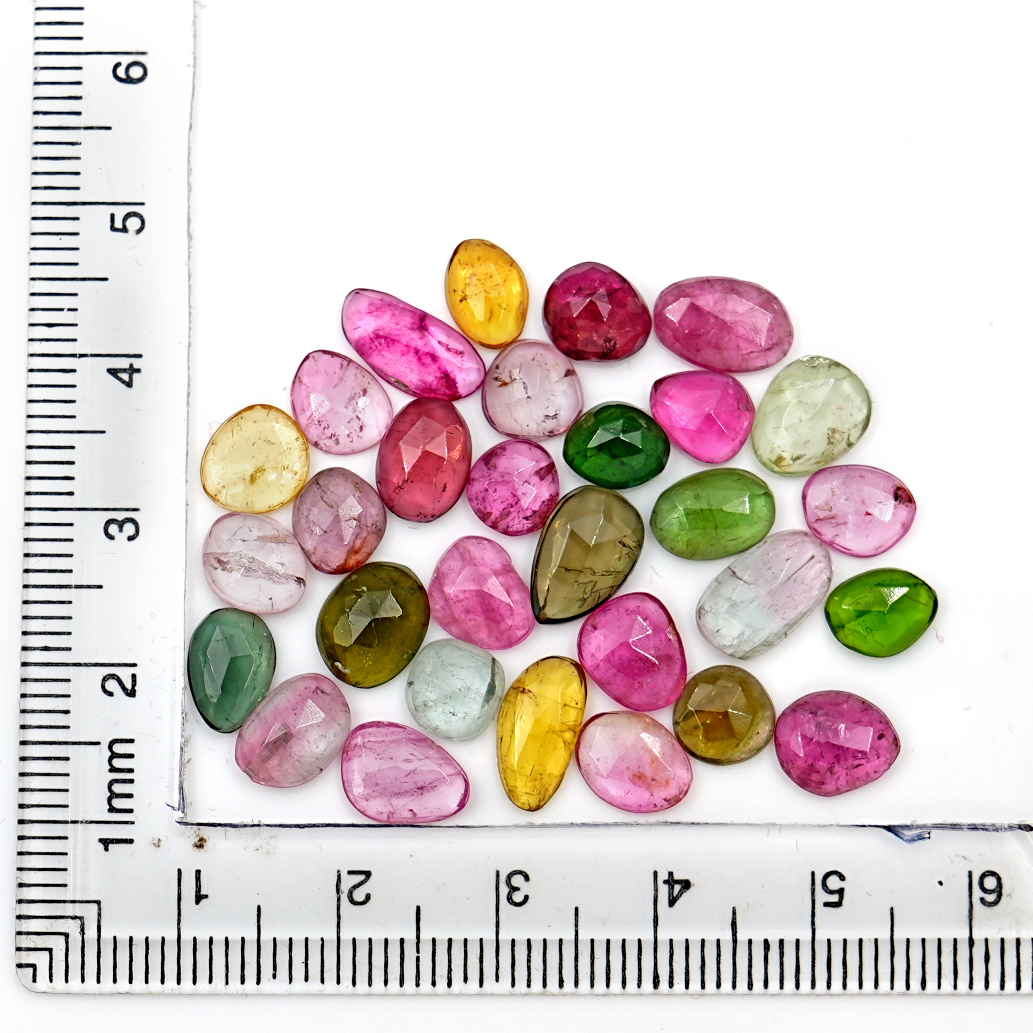 Tourmaline Rose Cut Freeform Cabochons | Natural Earthy Tones For Jewelry Making - 30 Pieces