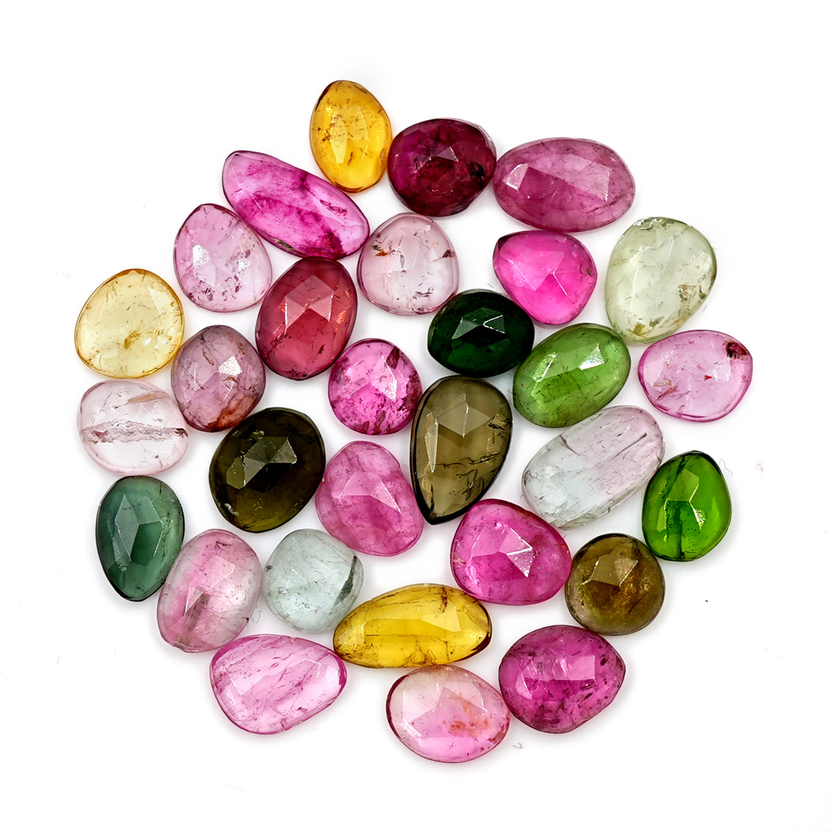 Tourmaline Rose Cut Freeform Cabochons | Natural Earthy Tones For Jewelry Making - 30 Pieces