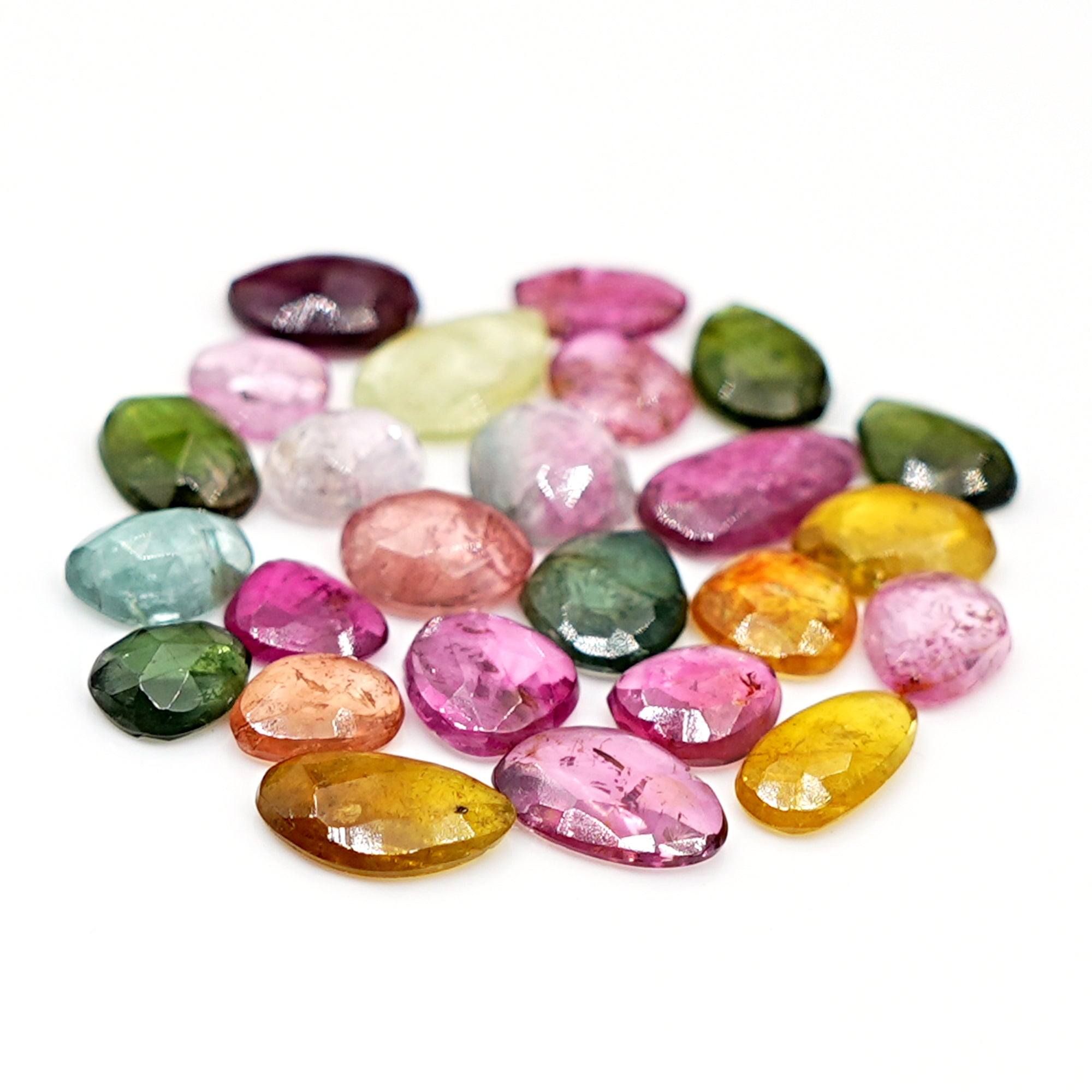 Natural Tourmaline Rose Cut Cabochons | Freeform Cuts For Jewelry Making - 20 Pieces