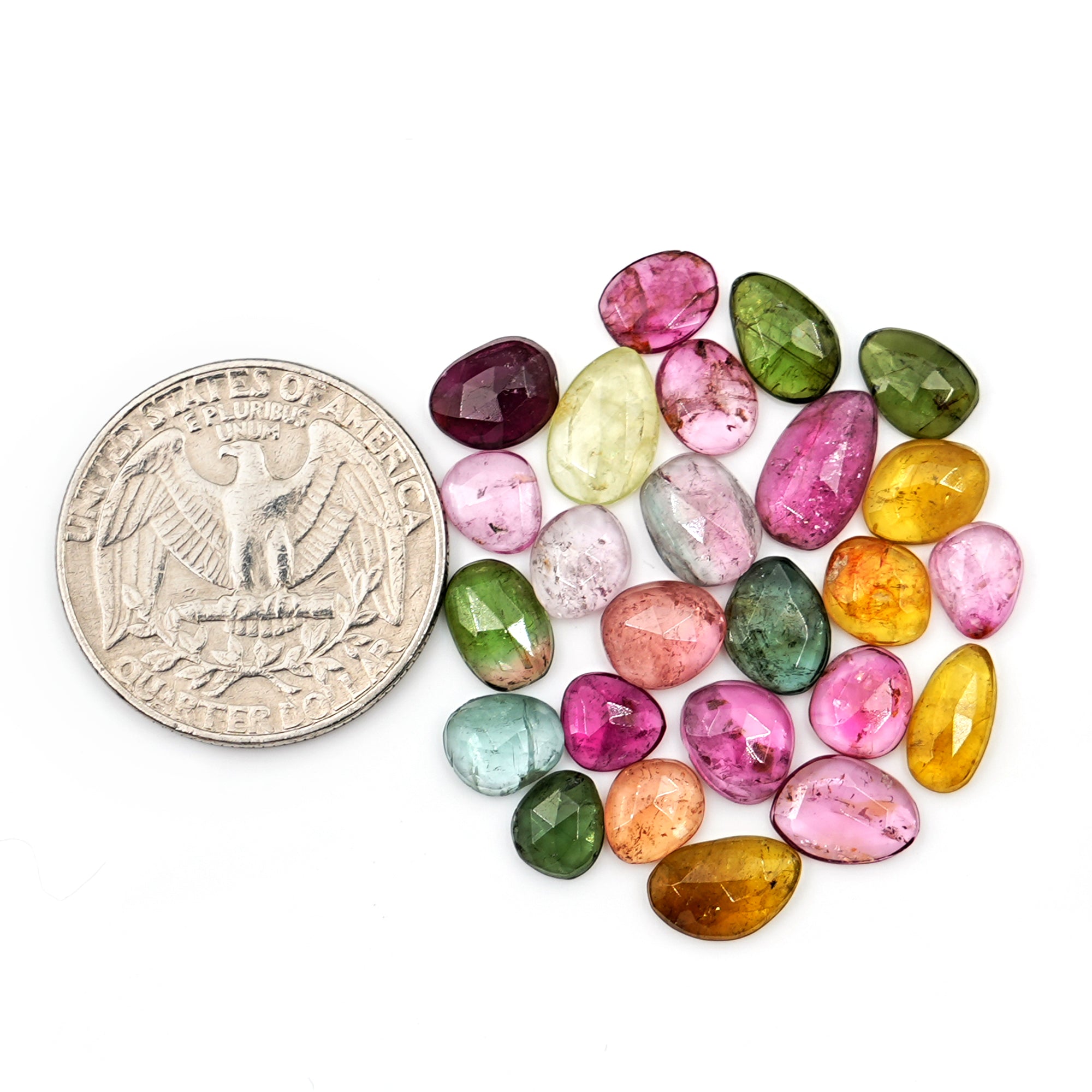 Natural Tourmaline Rose Cut Cabochons | Freeform Cuts For Jewelry Making - 20 Pieces