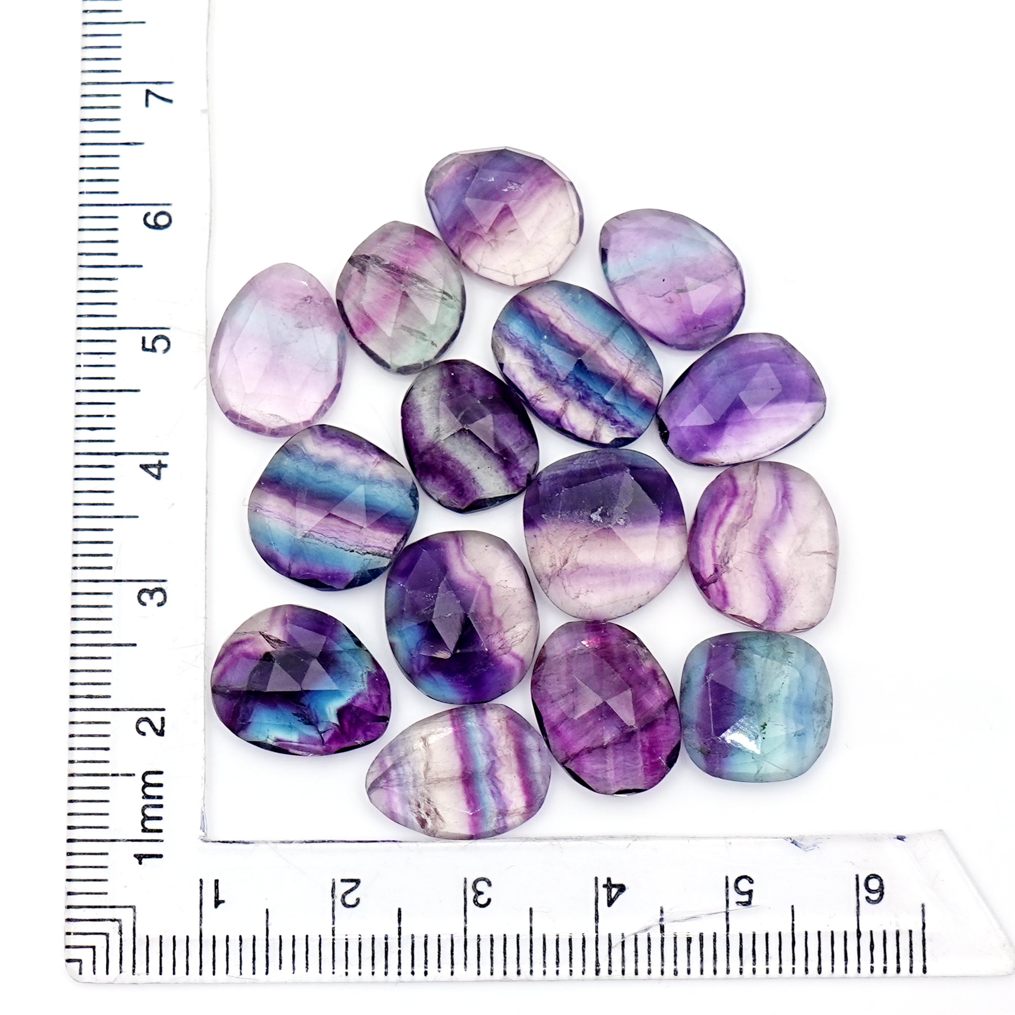 Natural Fluorite Smooth Rose Cut Gemstones | Freeform Rose Cut for Jewelry Making - 15 Pieces