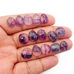 Natural Fluorite Smooth Rose Cut Gemstones | Freeform Rose Cut for Jewelry Making - 15 Pieces