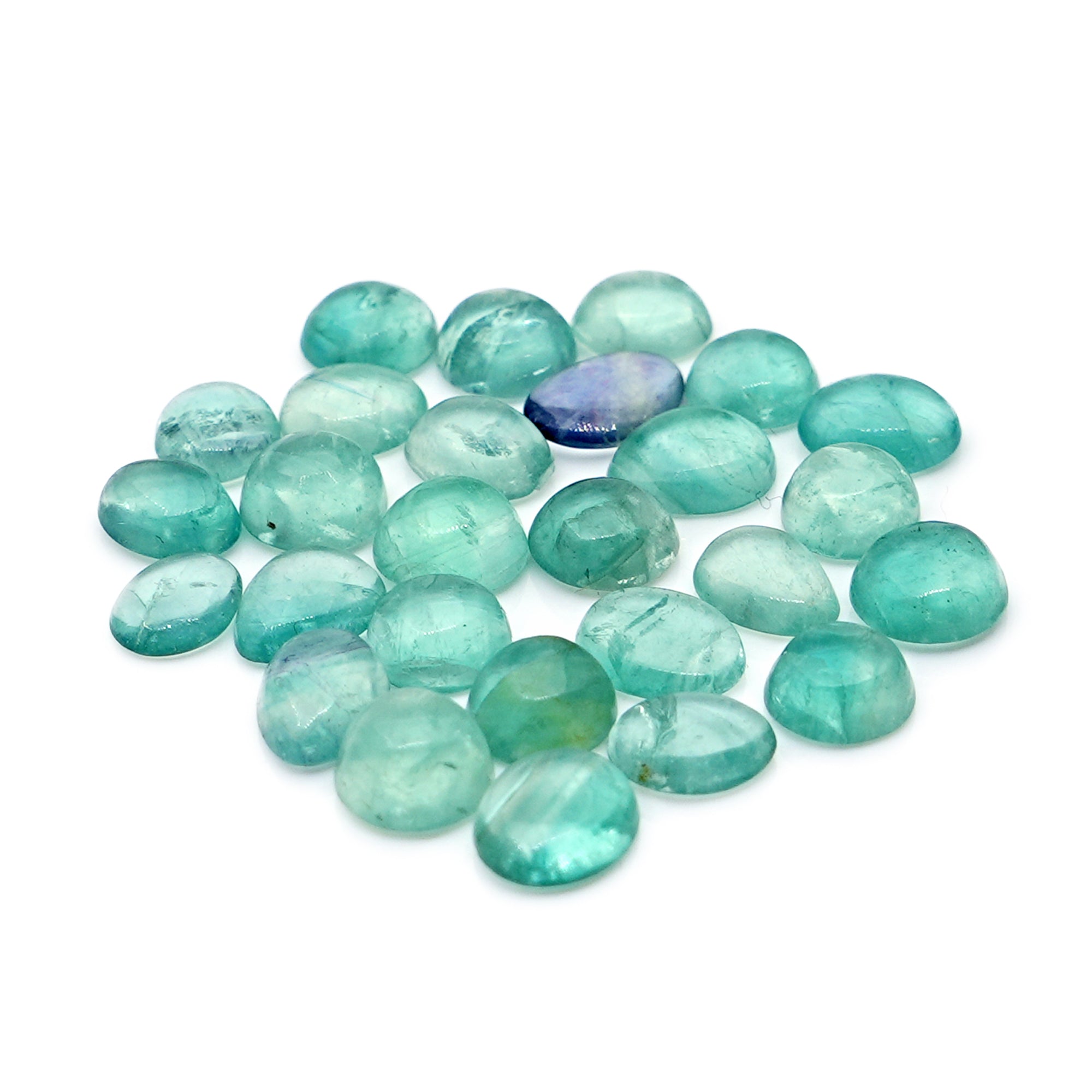 Natural Russian Green Fluorite Smooth Cabochon Gemstones | Freeform Cabochon for Jewelry Making - 27 Pieces
