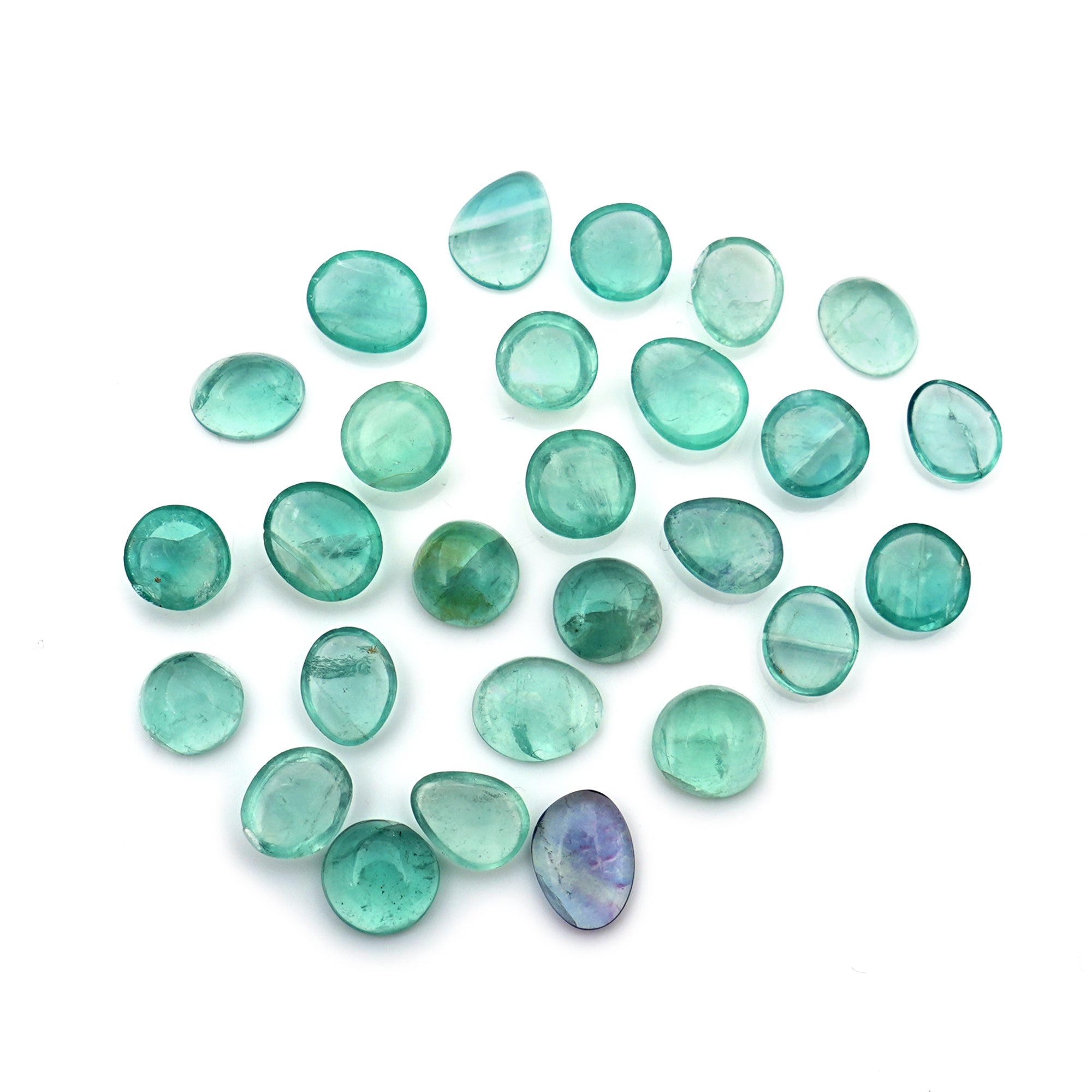 Natural Russian Green Fluorite Smooth Cabochon Gemstones | Freeform Cabochon for Jewelry Making - 27 Pieces