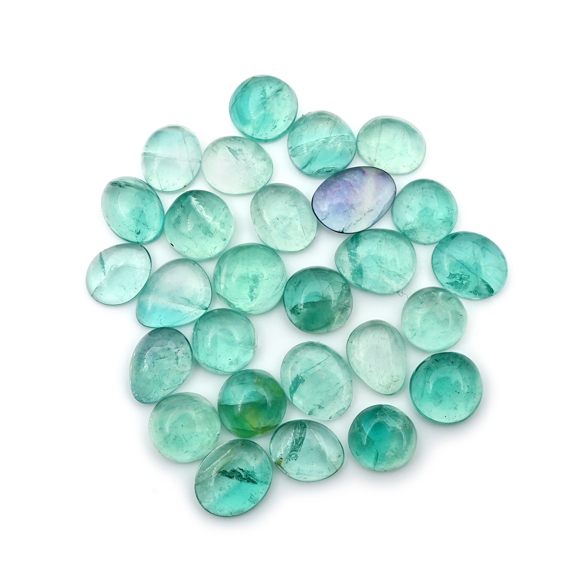 Natural Russian Green Fluorite Smooth Cabochon Gemstones | Freeform Cabochon for Jewelry Making - 27 Pieces