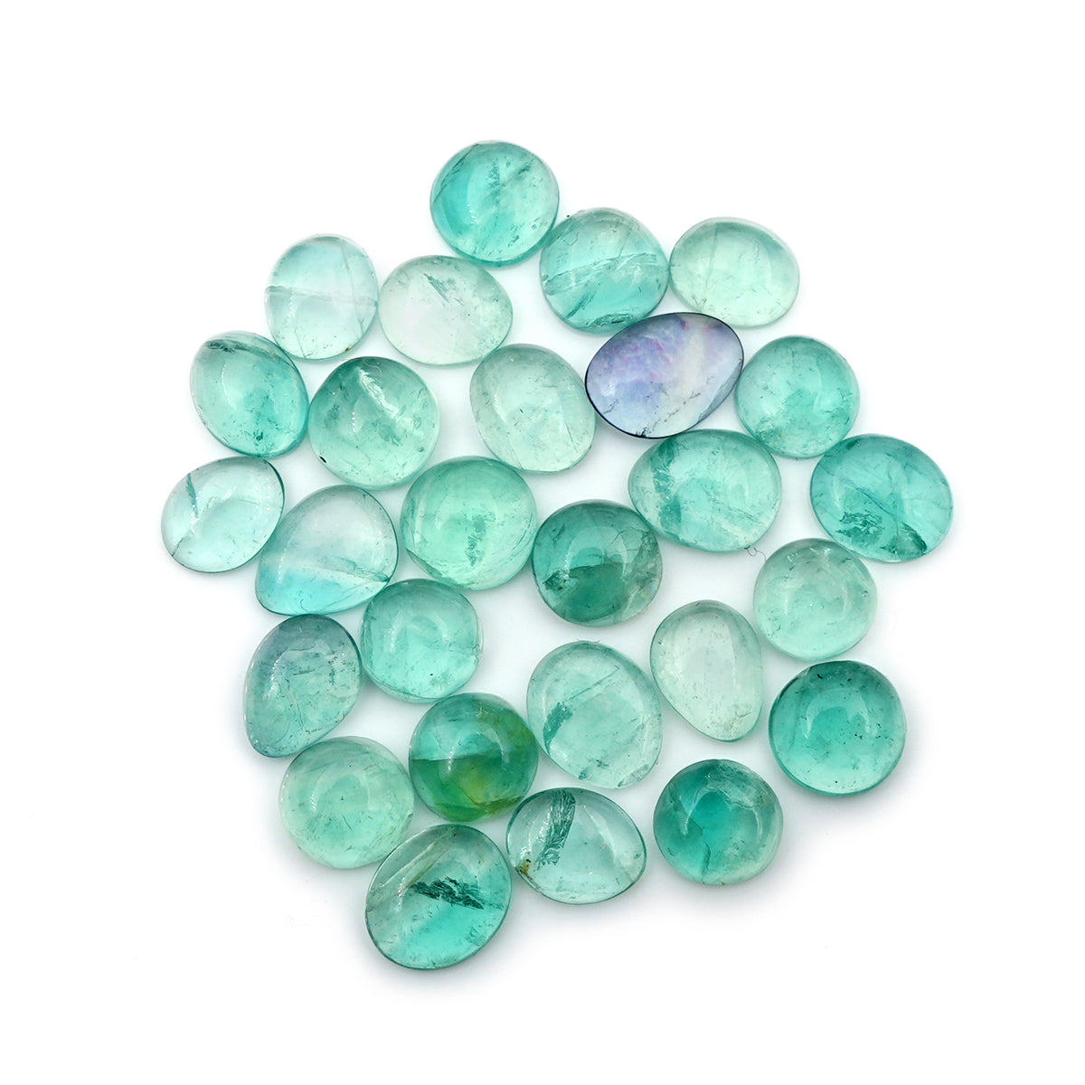 Natural Russian Green Fluorite Smooth Cabochon Gemstones | Freeform Cabochon for Jewelry Making - 27 Pieces