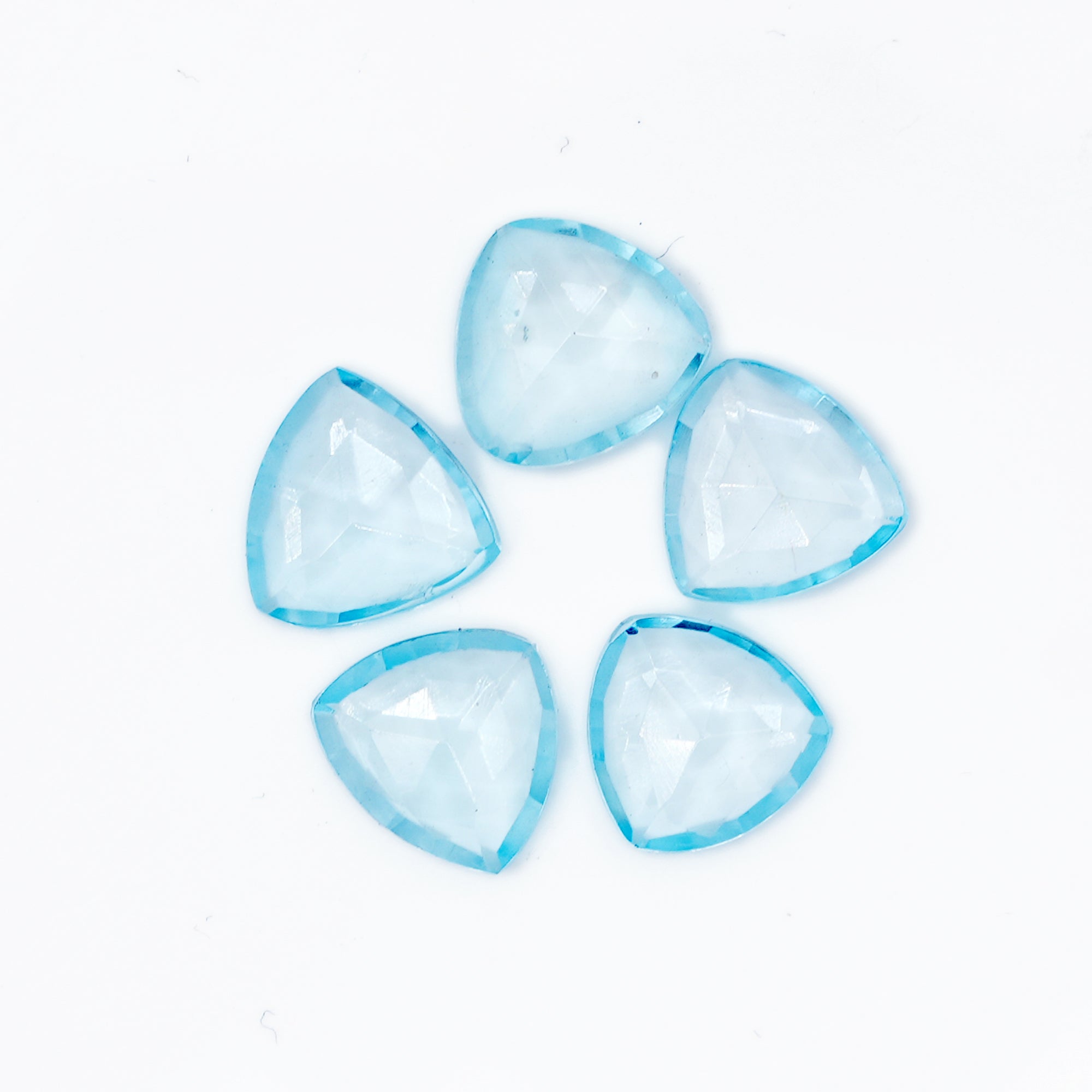 Sky Blue Topaz Serene Sparkle Gemstones | Rose Cut Cabochons in Freeform Blues - 5 Pieces