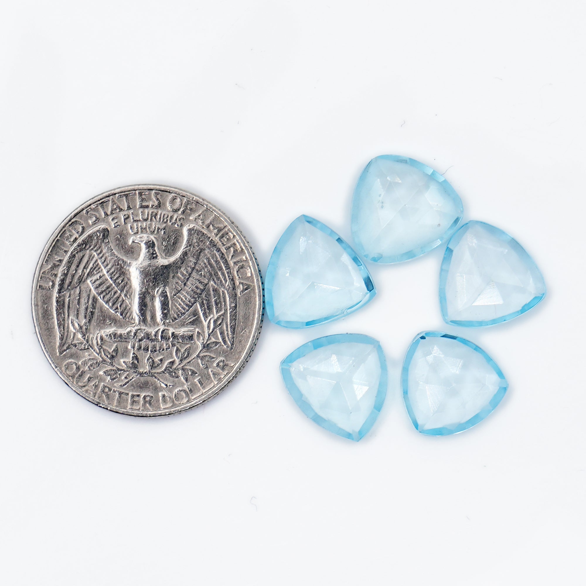 Sky Blue Topaz Serene Sparkle Gemstones | Rose Cut Cabochons in Freeform Blues - 5 Pieces