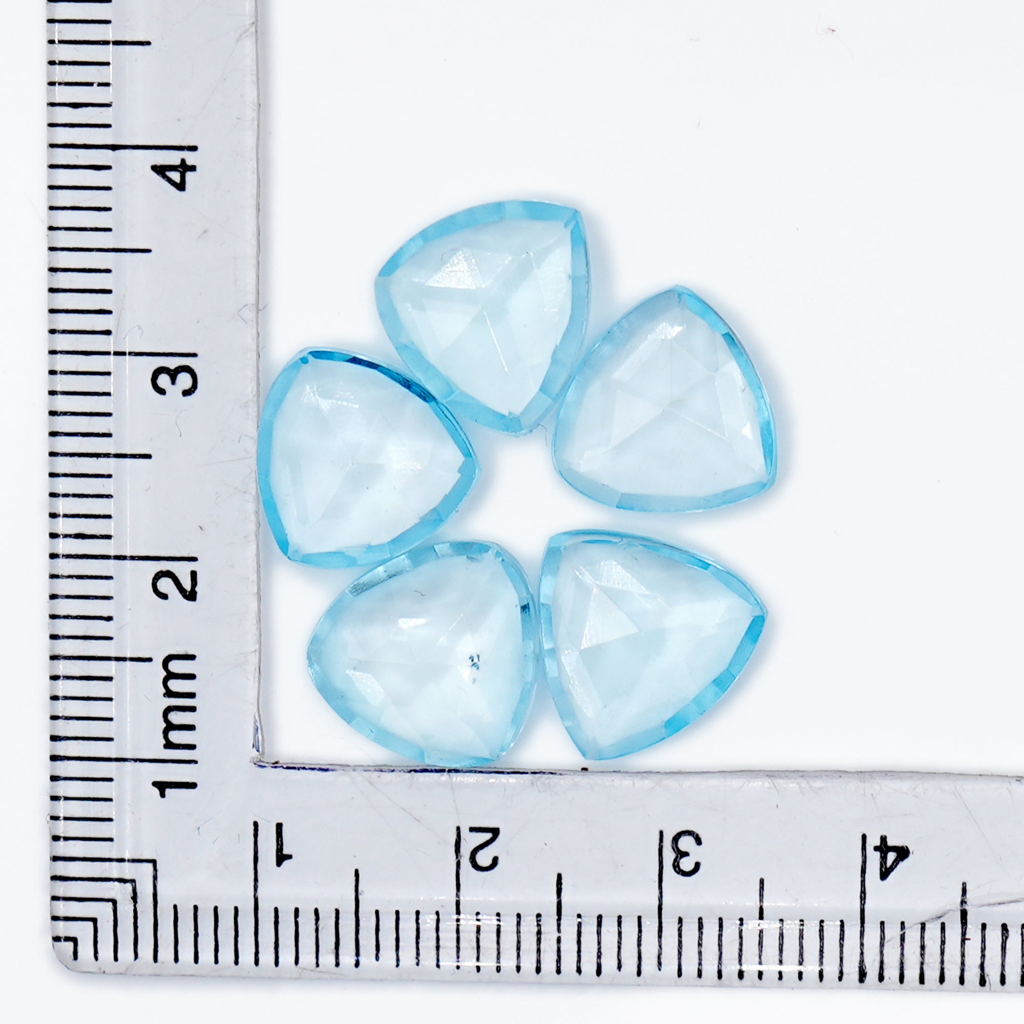 Sky Blue Topaz Serene Sparkle Gemstones | Rose Cut Cabochons in Freeform Blues - 5 Pieces