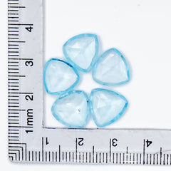 Sky Blue Topaz Serene Sparkle Gemstones | Rose Cut Cabochons in Freeform Blues - 5 Pieces