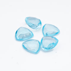 Sky Blue Topaz Serene Sparkle Gemstones | Rose Cut Cabochons in Freeform Blues - 5 Pieces