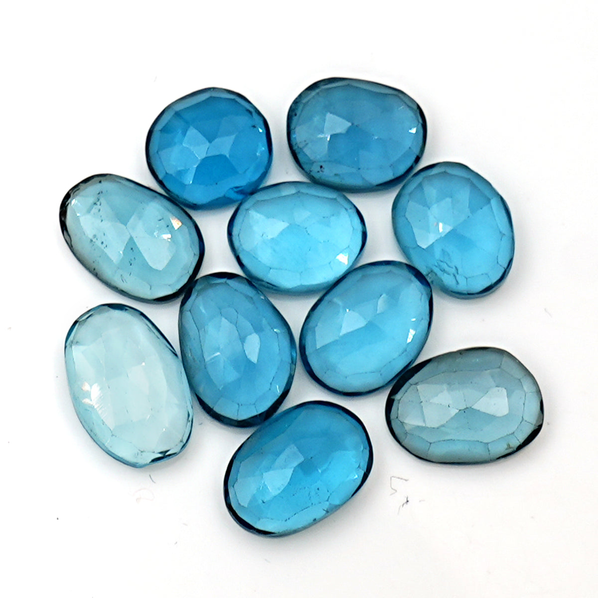 London Blue Topaz Gemstones | Rose Cut Faceted Loose Gems for Jewelry - 10 Pieces