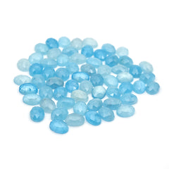 Natural Aquamarine Freeform Gemstones | Rose Cut Cabochons for Jewelry Making - 61 Pieces