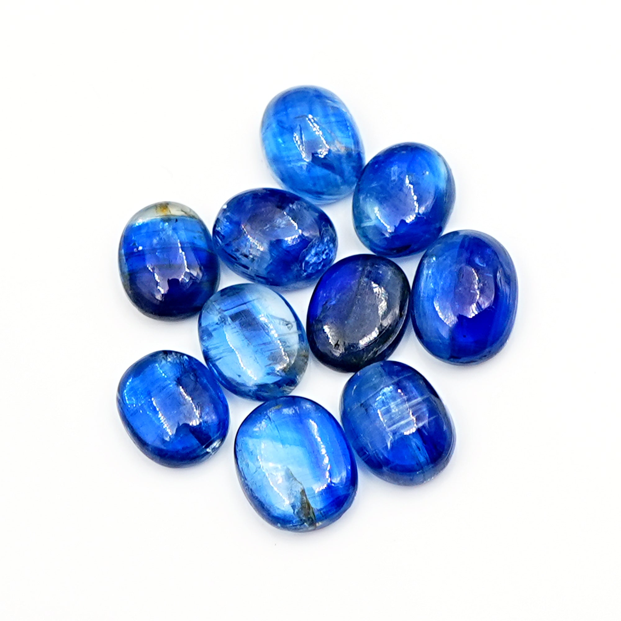 Blue Kyanite Smooth Cabochons | Natural Oval Shape Gems For Jewelry - 10 Pieces