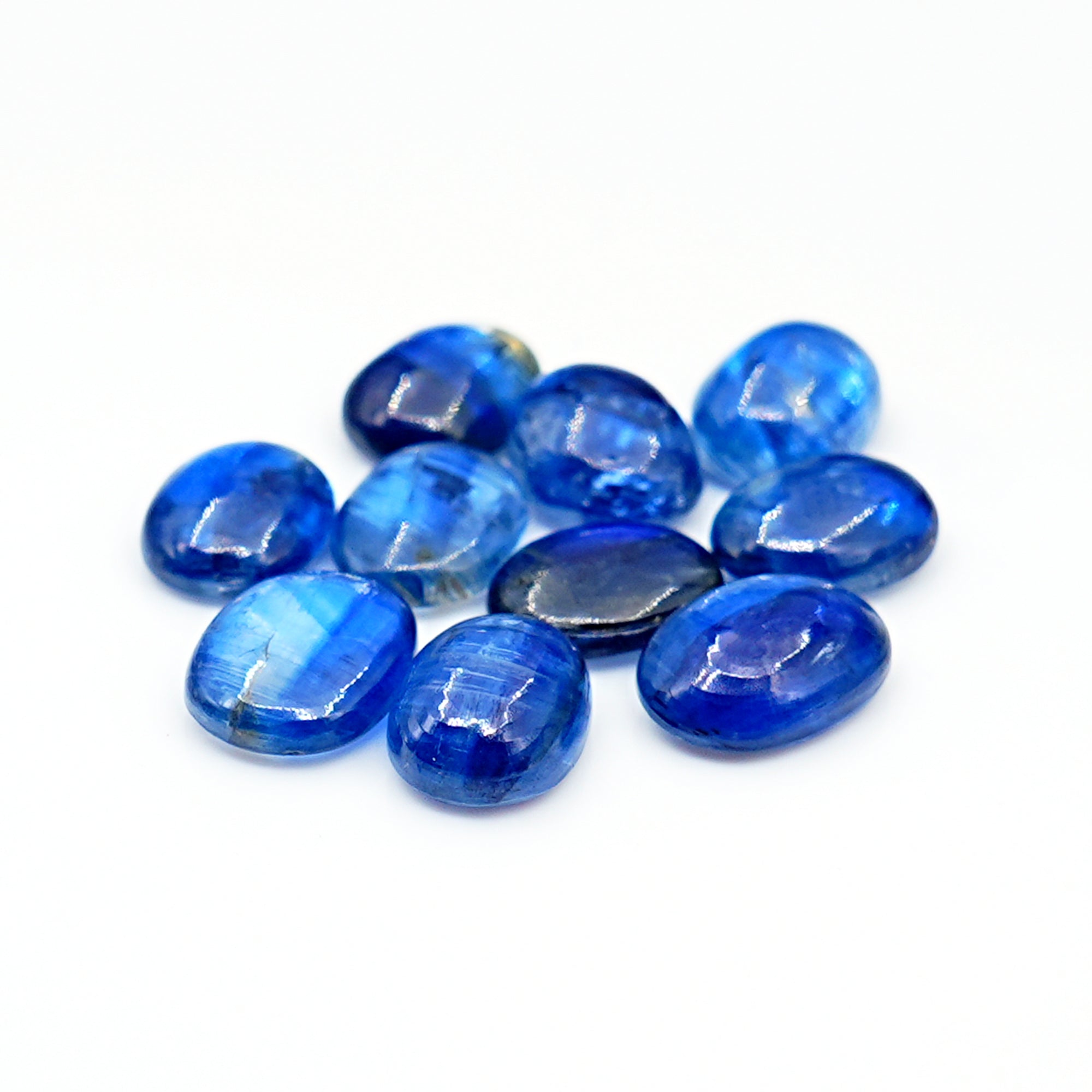 Blue Kyanite Smooth Cabochons | Natural Oval Shape Gems For Jewelry - 10 Pieces