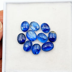 Blue Kyanite Smooth Cabochons | Natural Oval Shape Gems For Jewelry - 10 Pieces