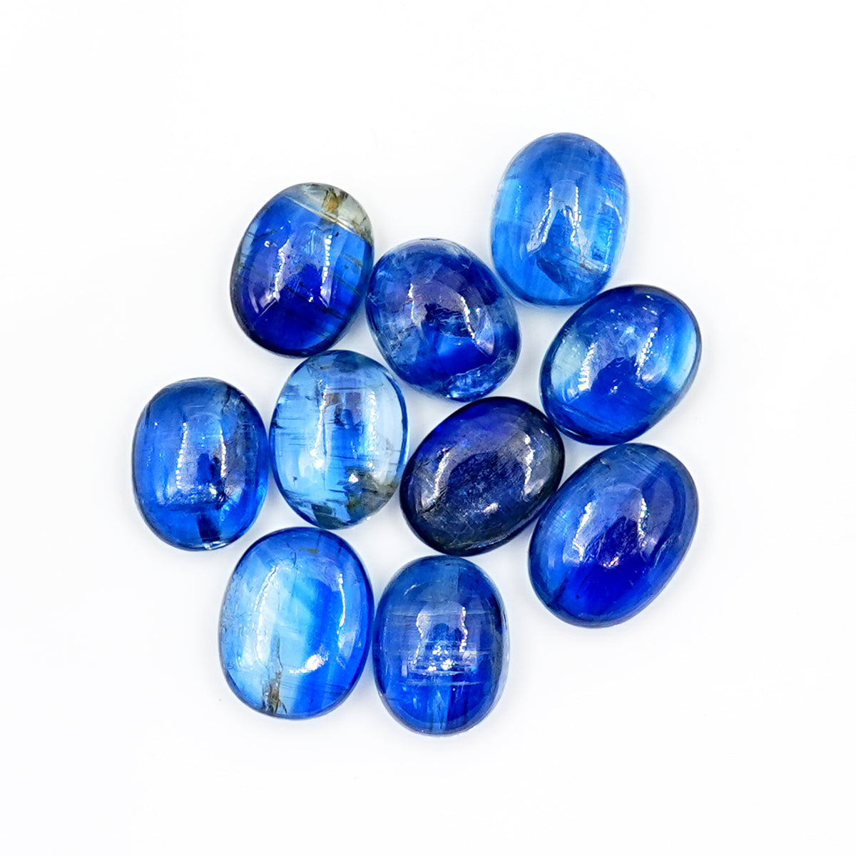 Blue Kyanite Smooth Cabochons | Natural Oval Shape Gems For Jewelry - 10 Pieces