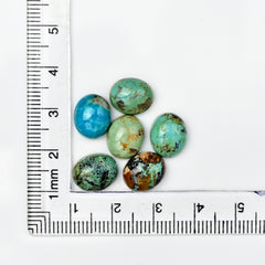 Kingman Turquoise Oval Cabochons | Blue Green Gemstone For Jewelry Making - 6 Pieces