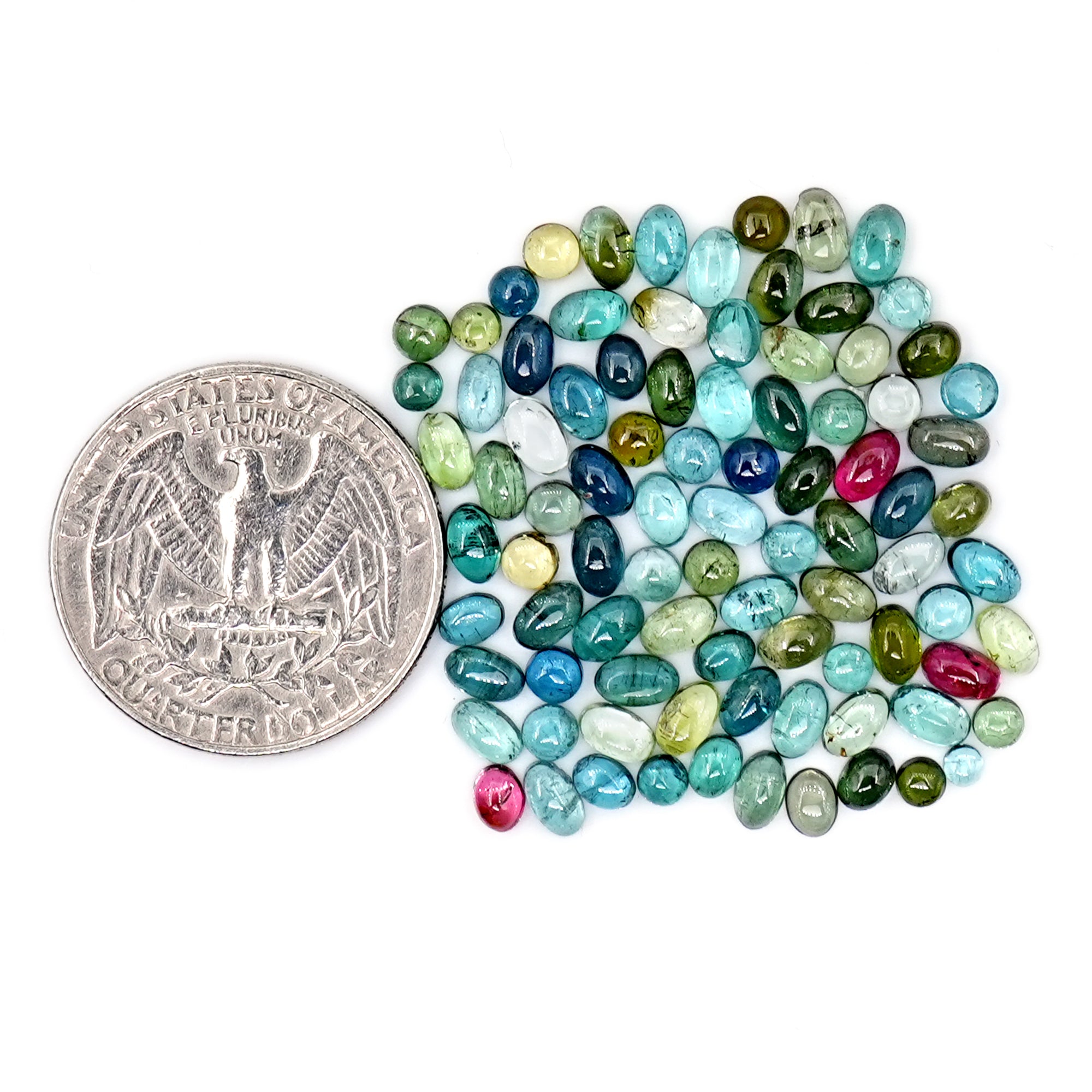 Natural Tourmaline Gemstones | Multi Color Tourmaline Smooth Cabs for Jewelry - 90 pieces