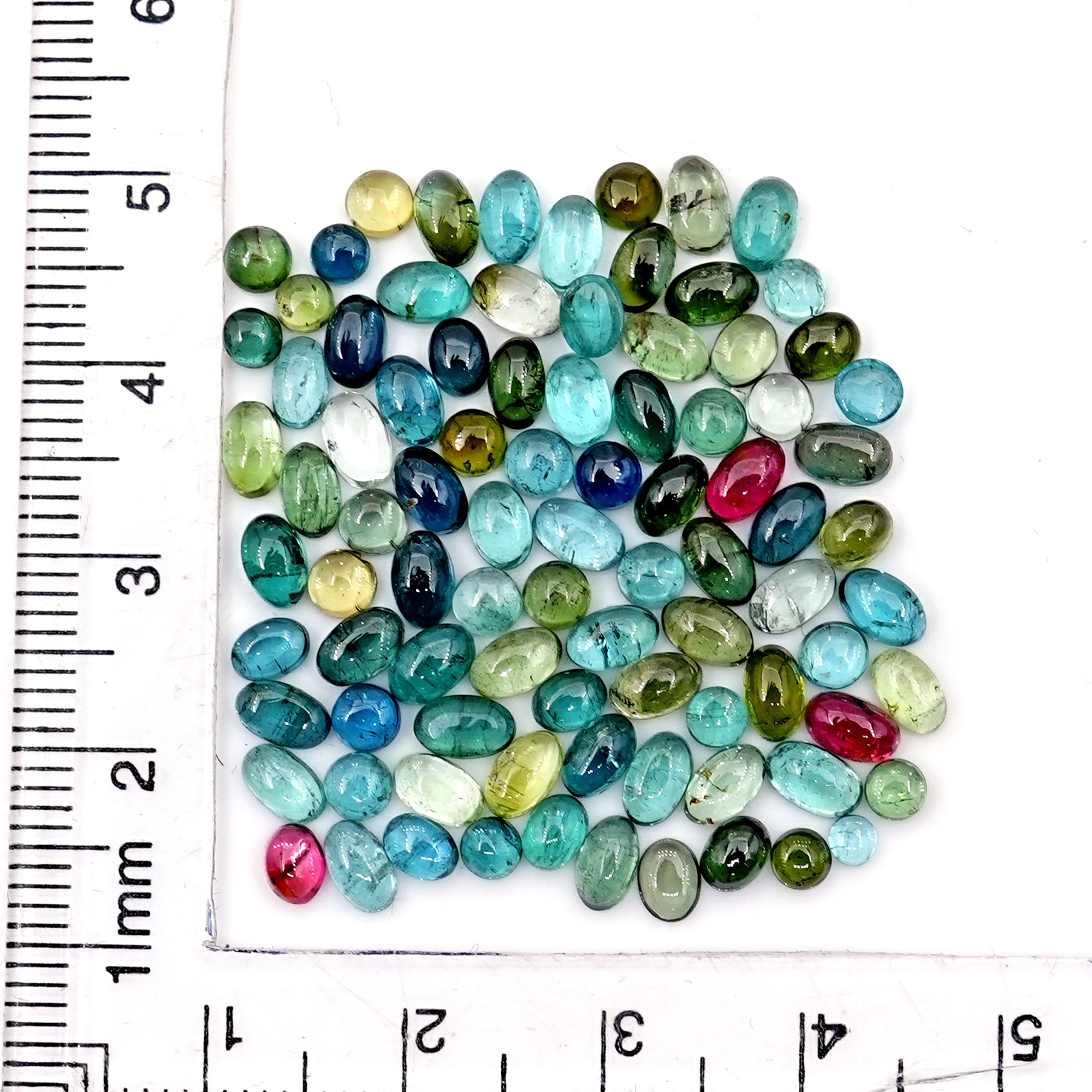 Natural Tourmaline Gemstones | Multi Color Tourmaline Smooth Cabs for Jewelry - 90 pieces