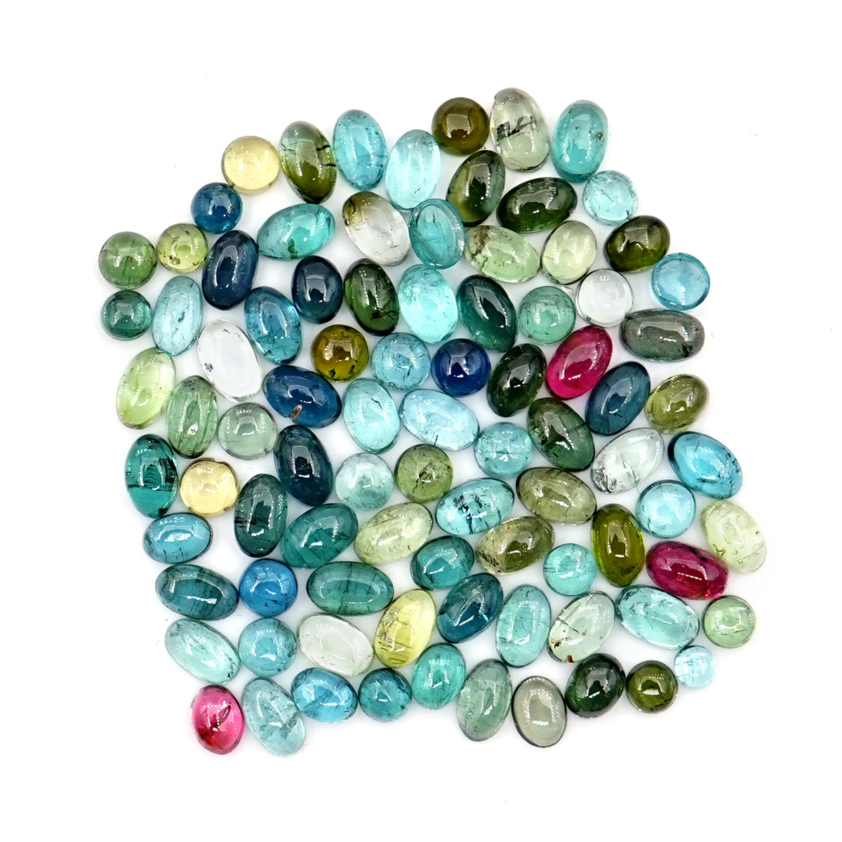 Natural Tourmaline Gemstones | Multi Color Tourmaline Smooth Cabs for Jewelry - 90 pieces