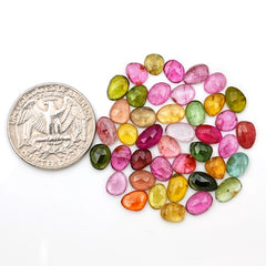 Rose cut freeform colorful Tourmaline gemstone, perfect for October births and custom jewelry designs.