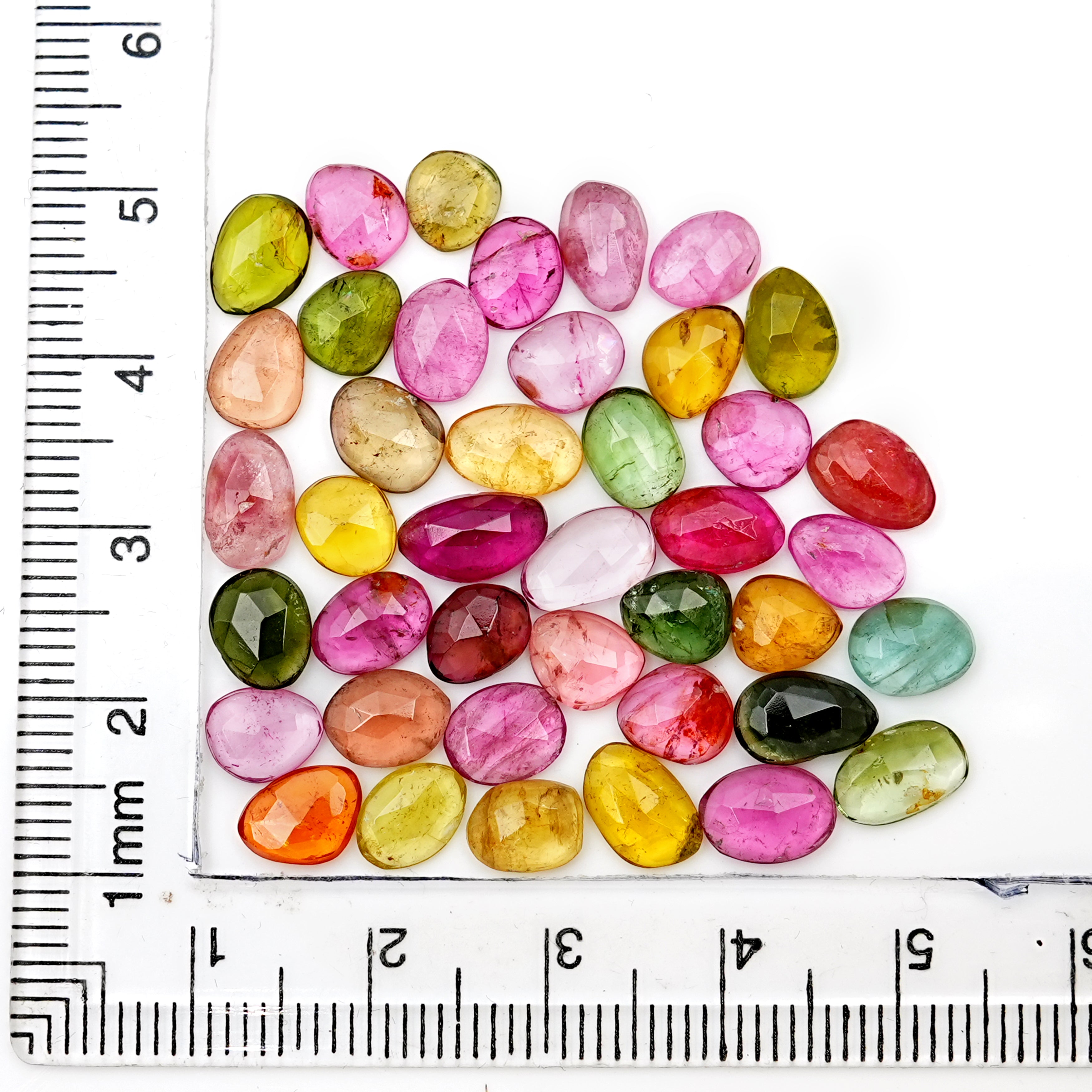 Rose cut freeform colorful Tourmaline gemstone, perfect for October births and custom jewelry designs.