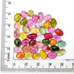 Rose cut freeform colorful Tourmaline gemstone, perfect for October births and custom jewelry designs.