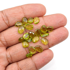 Peridot Rosecut Cabochons |  Freeform Natural Green Gemstones For Jewelry - 20 Pieces