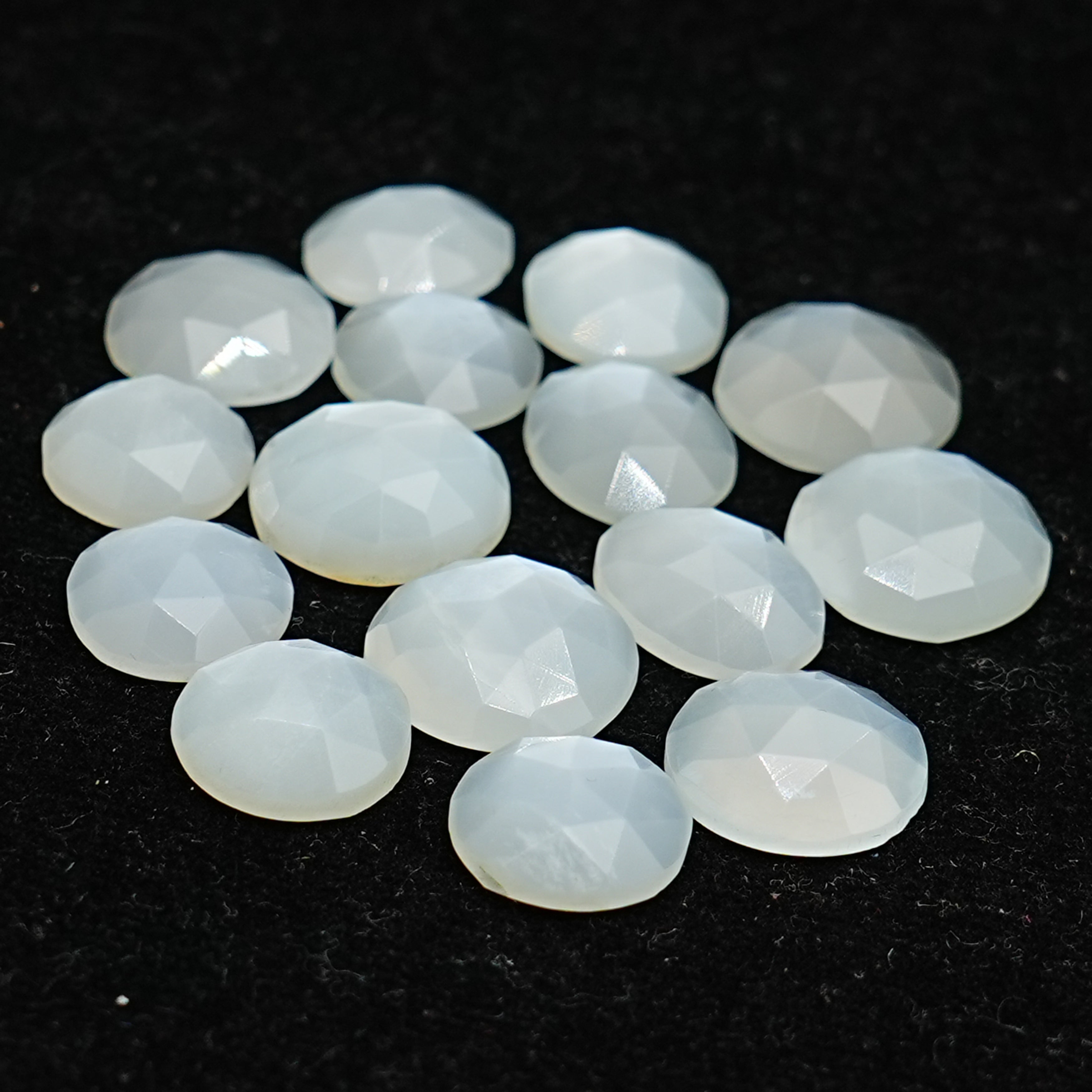 White Moonstone Rose Cut Cabochons | Mix Shape Gemstone For Jewelry Making - 15 Pieces