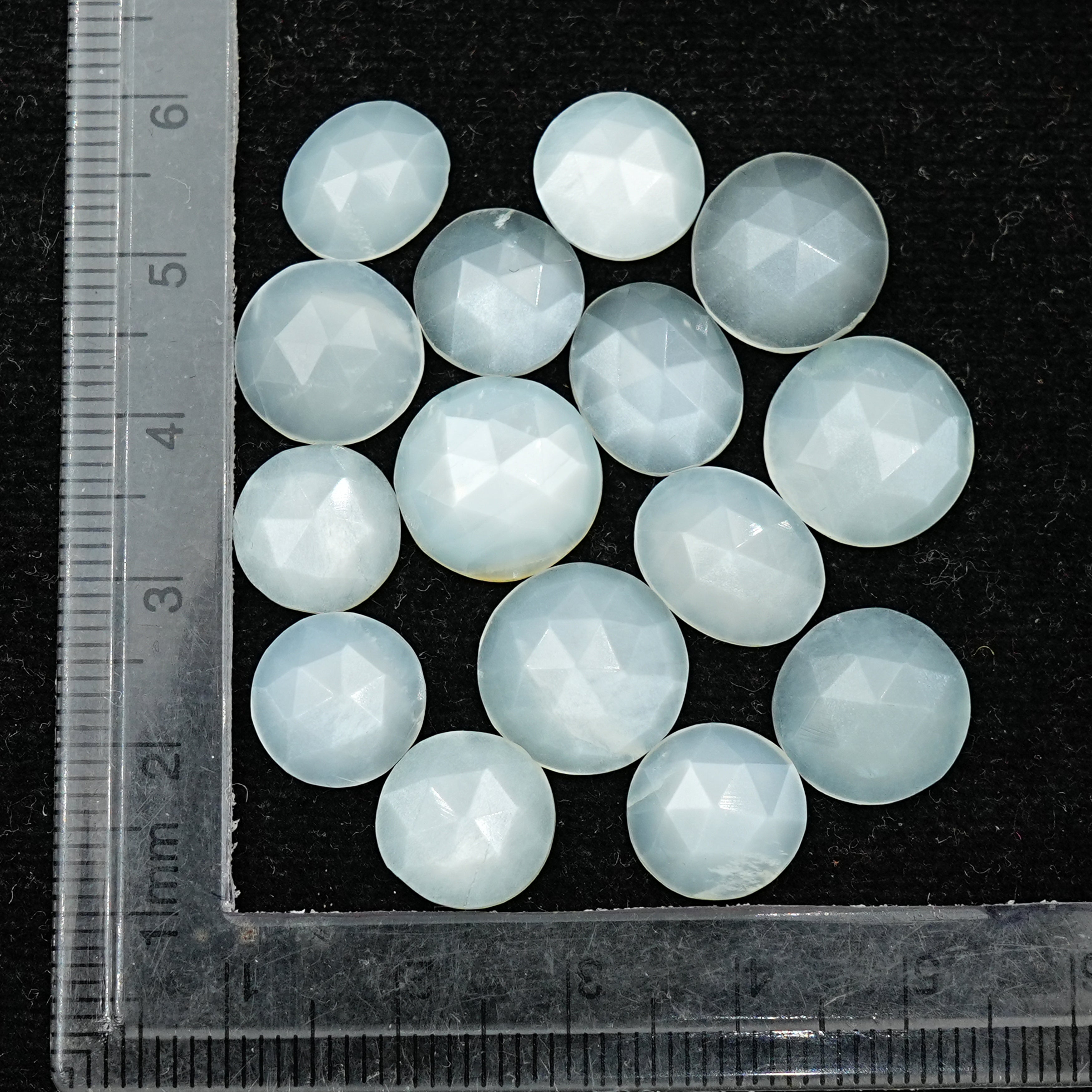 White Moonstone Rose Cut Cabochons | Mix Shape Gemstone For Jewelry Making - 15 Pieces