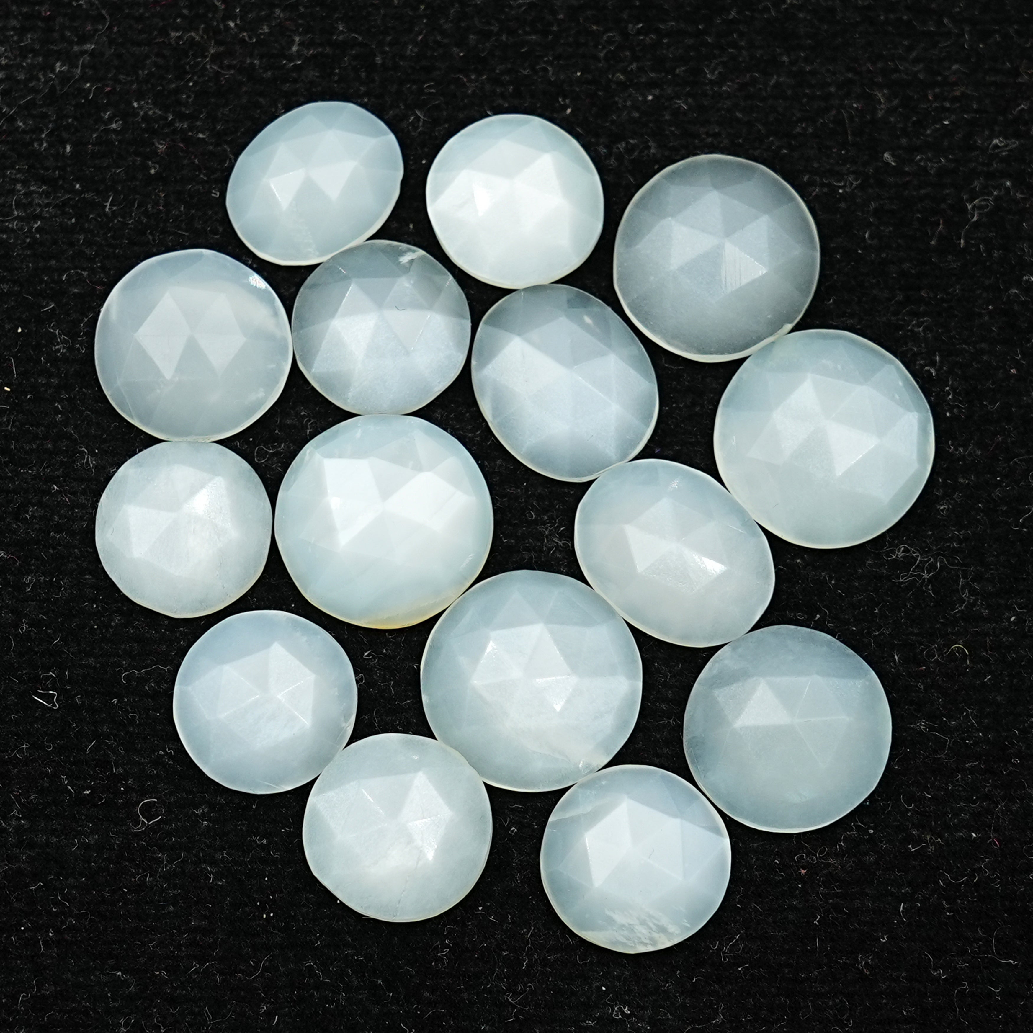White Moonstone Rose Cut Cabochons | Mix Shape Gemstone For Jewelry Making - 15 Pieces