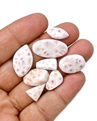 Natural Natrolite Freeform Gemstones | Mix Shape Smooth Cabochons For Jewelry Making - 8 Pieces