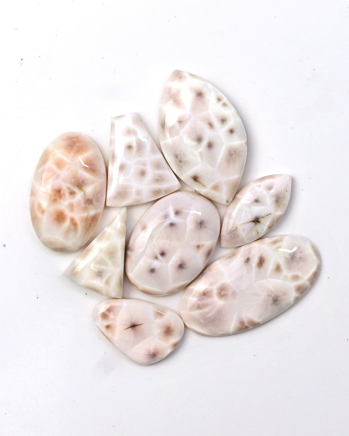 Natural Natrolite Freeform Gemstones | Mix Shape Smooth Cabochons For Jewelry Making - 8 Pieces