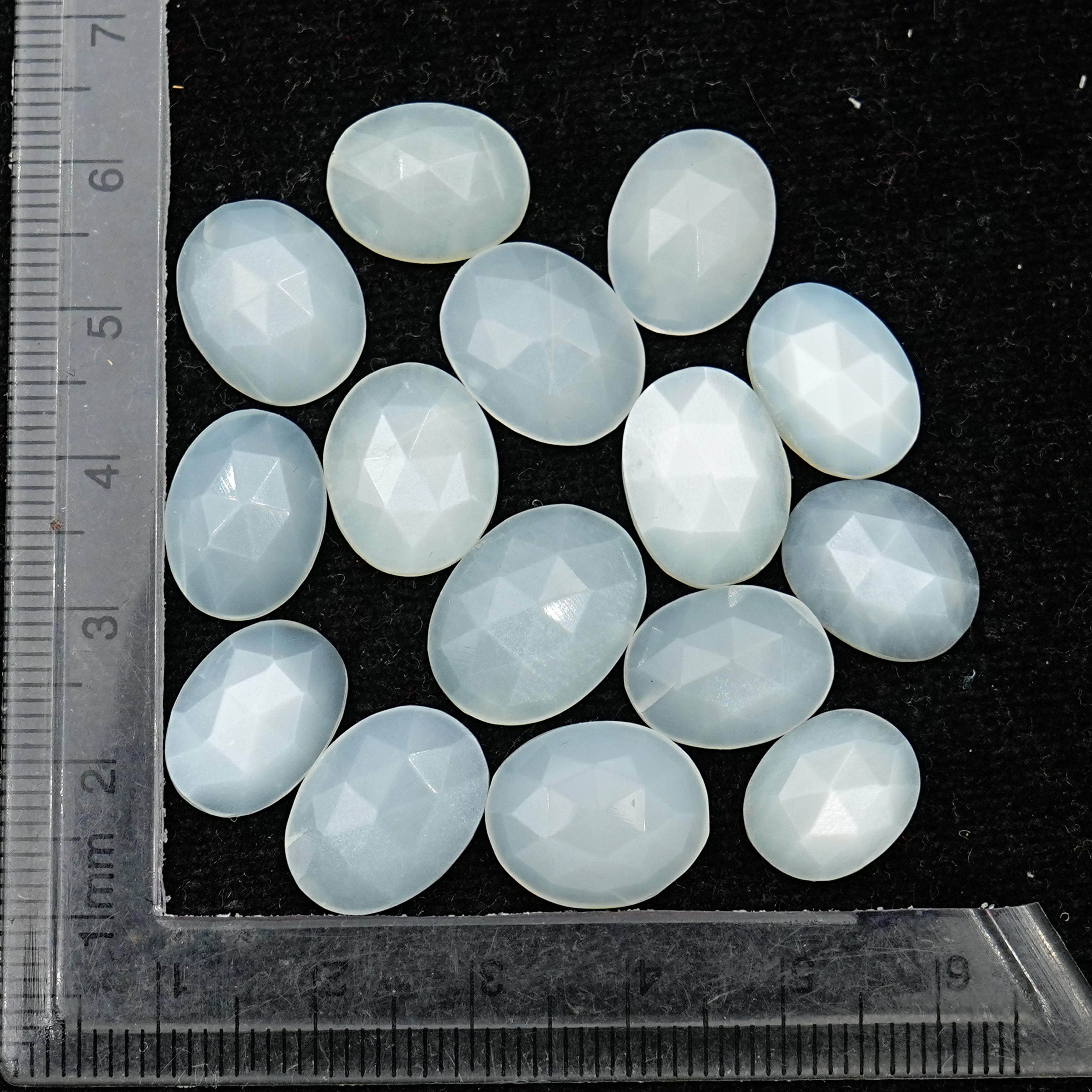 White Moonstone Rose Cut Cabochons | Oval Gemstone For Jewelry Making - 15 Pieces