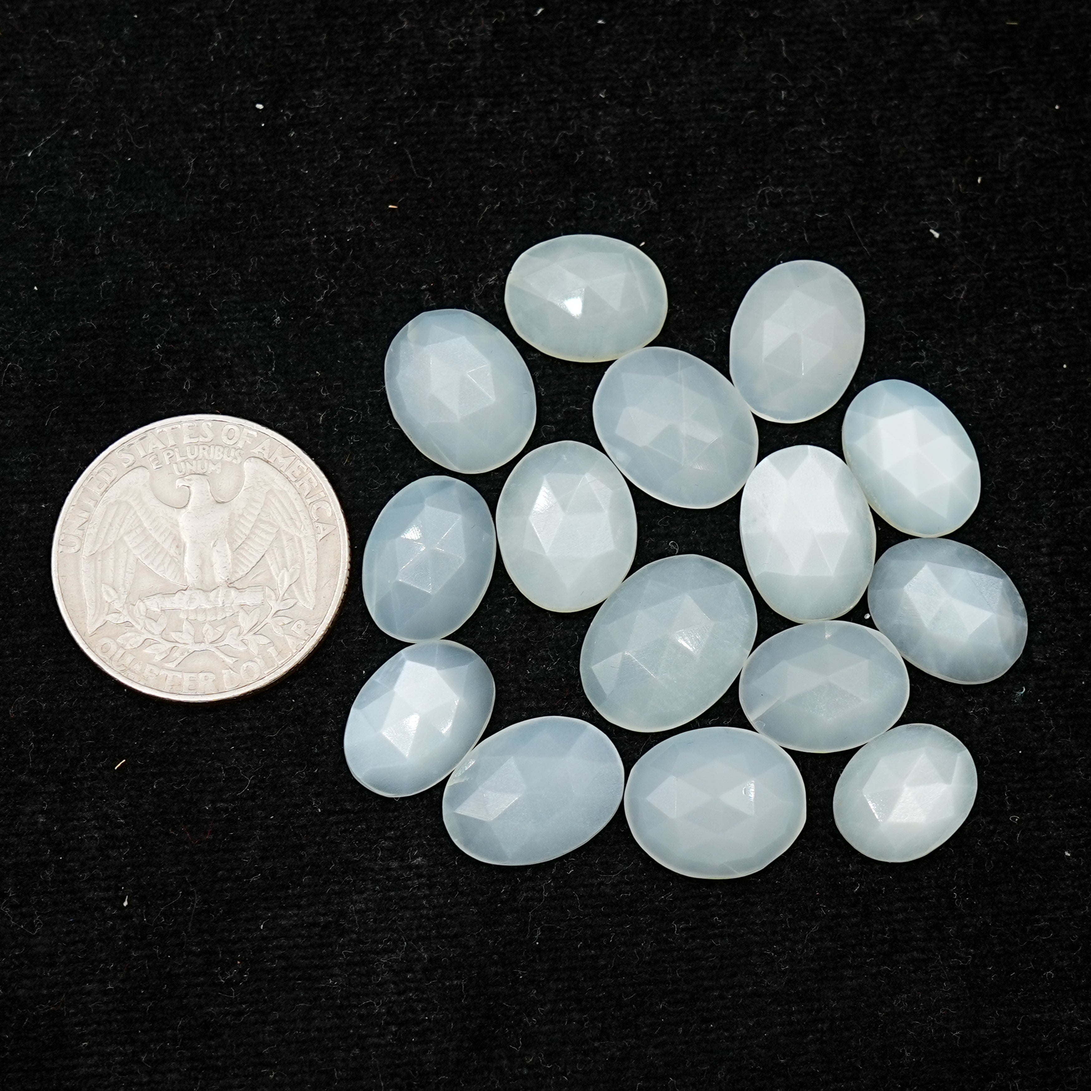White Moonstone Rose Cut Cabochons | Oval Gemstone For Jewelry Making - 15 Pieces