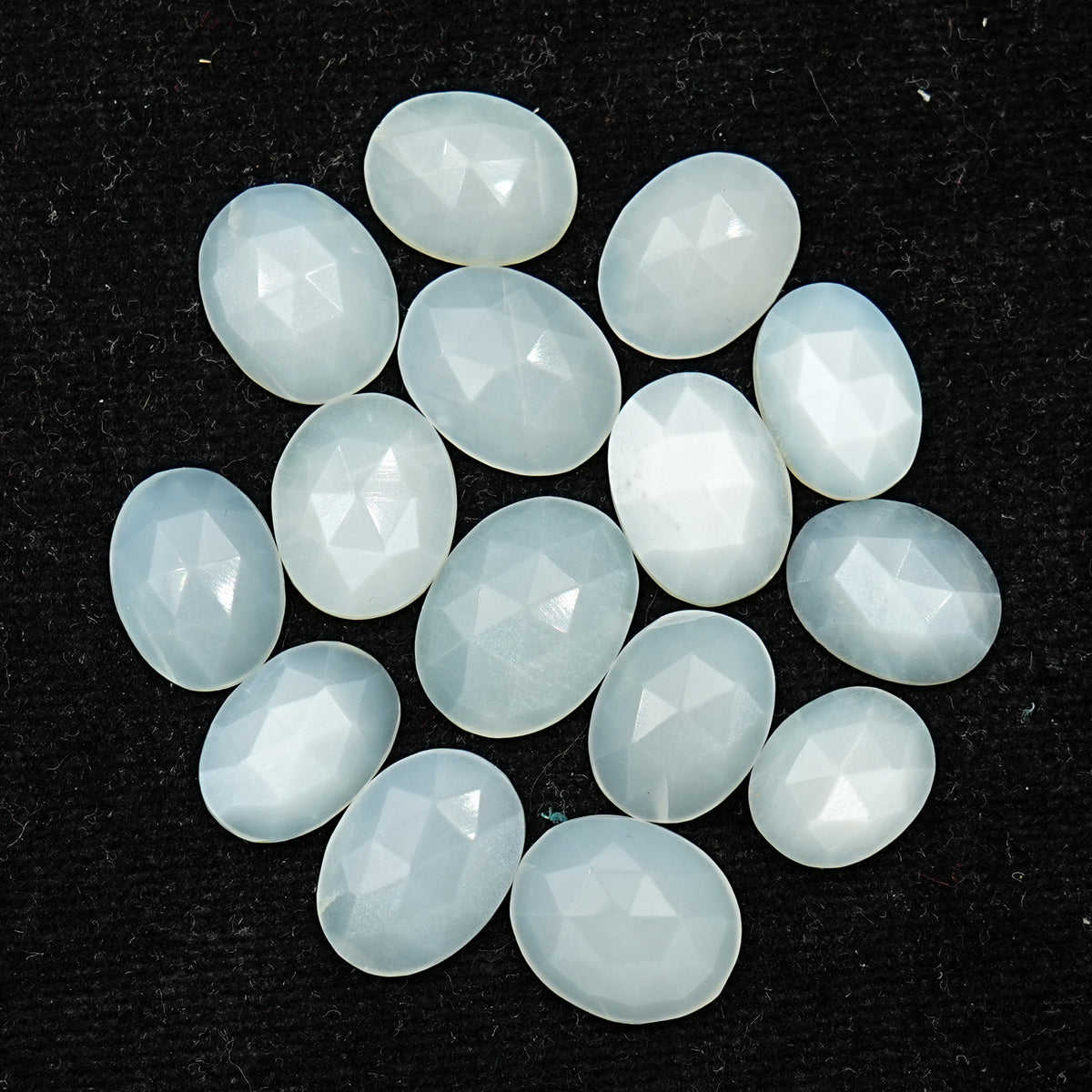 White Moonstone Rose Cut Cabochons | Oval Gemstone For Jewelry Making - 15 Pieces