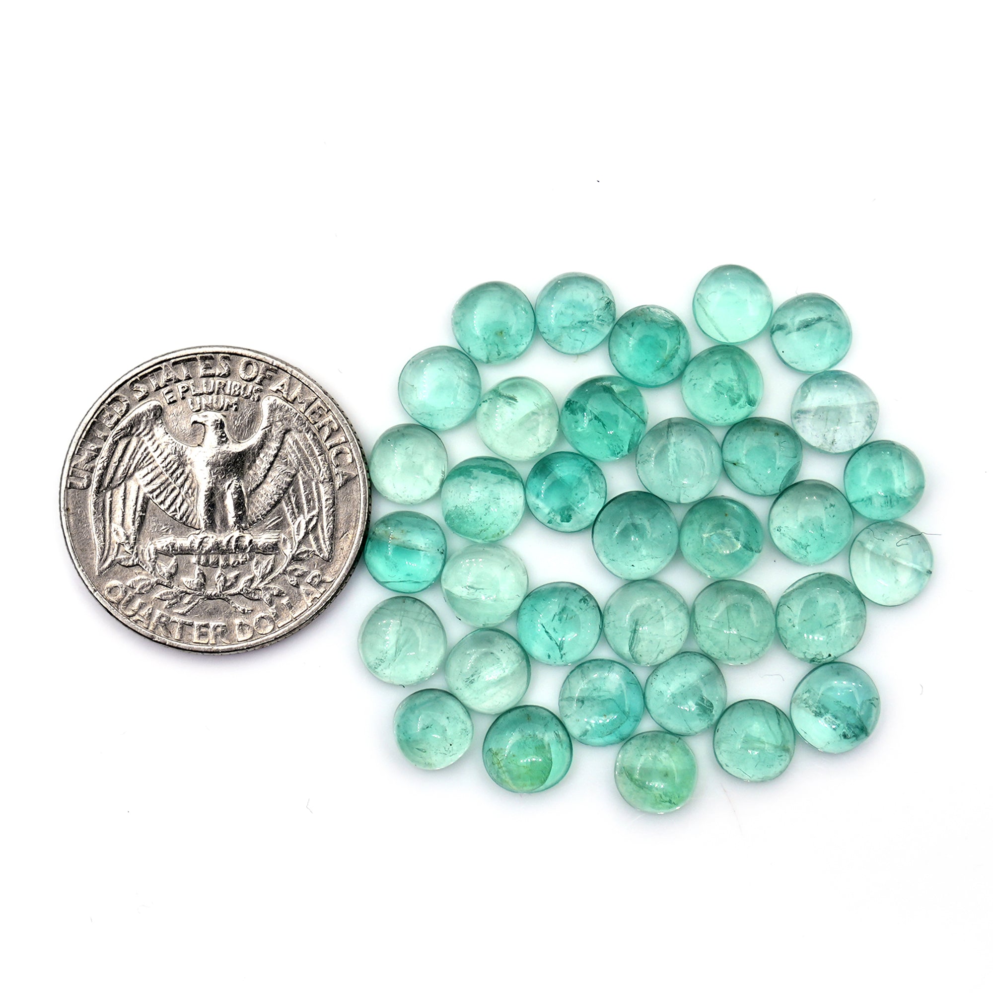 Natural Russian Green Fluorite Smooth Gemstones | Freeform Cabochons for Jewelry Making - 35 Pieces