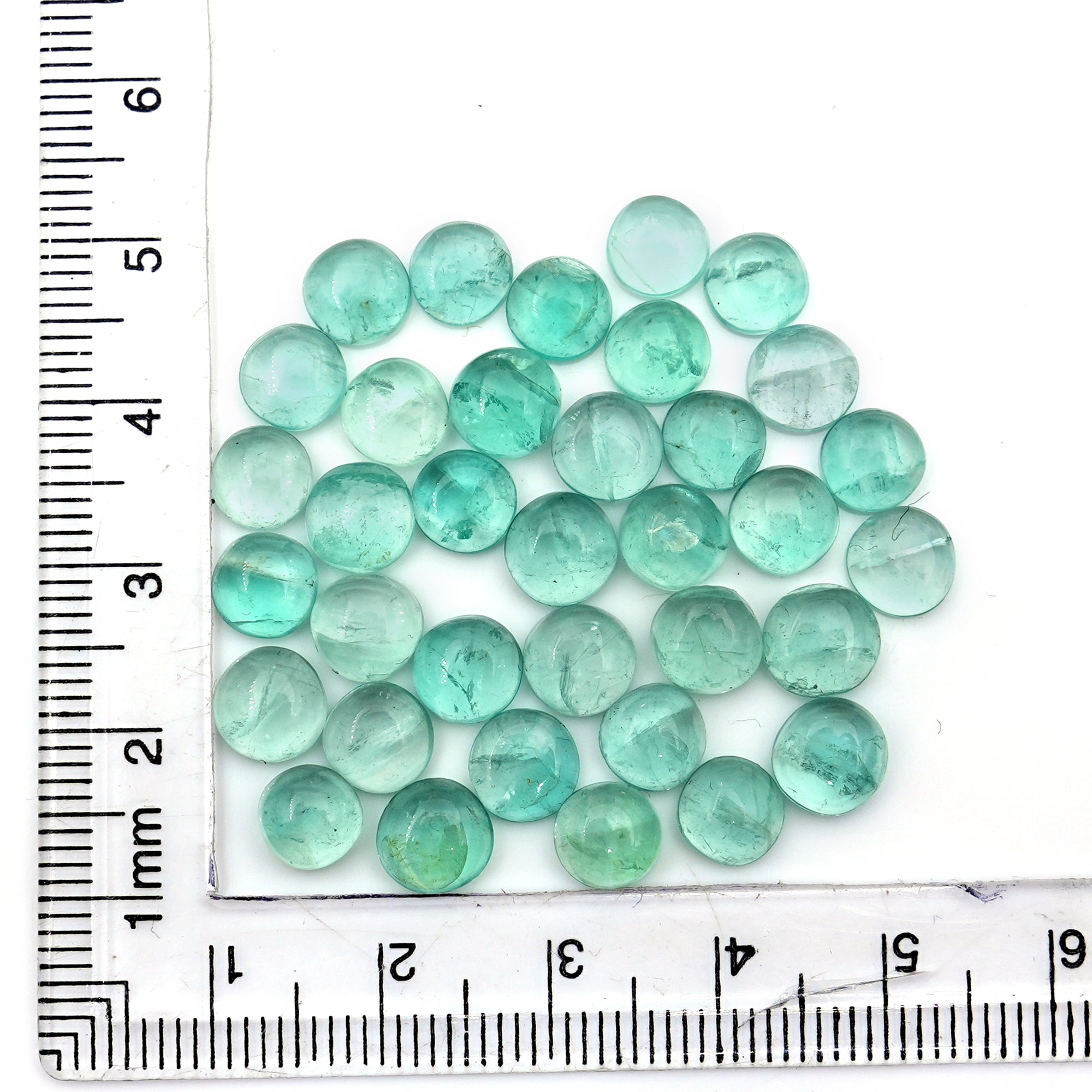 Natural Russian Green Fluorite Smooth Gemstones | Freeform Cabochons for Jewelry Making - 35 Pieces